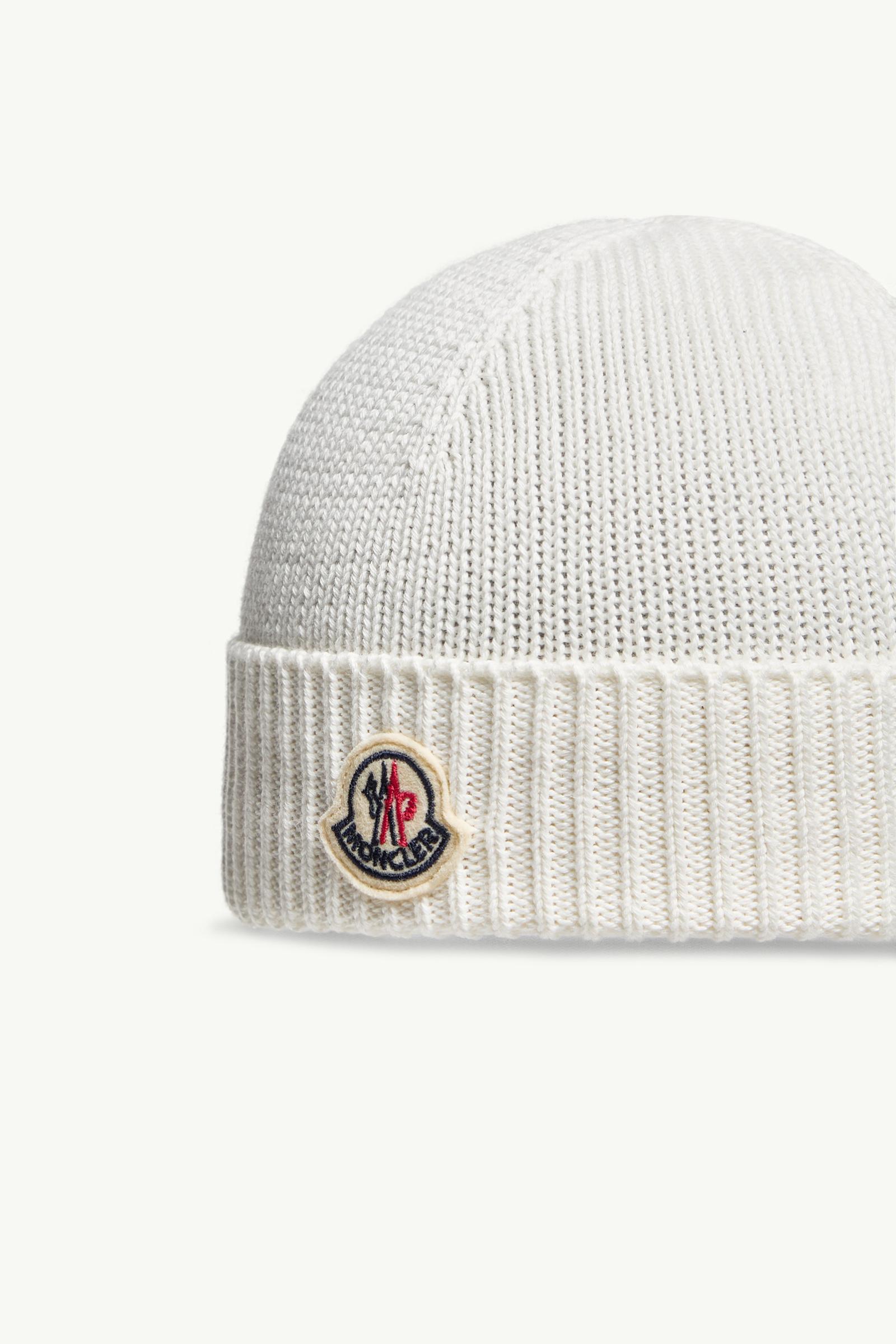 モンクレール ビーニー アイボリー White Logo Cotton Beanie - Accessories for Children | Moncler US