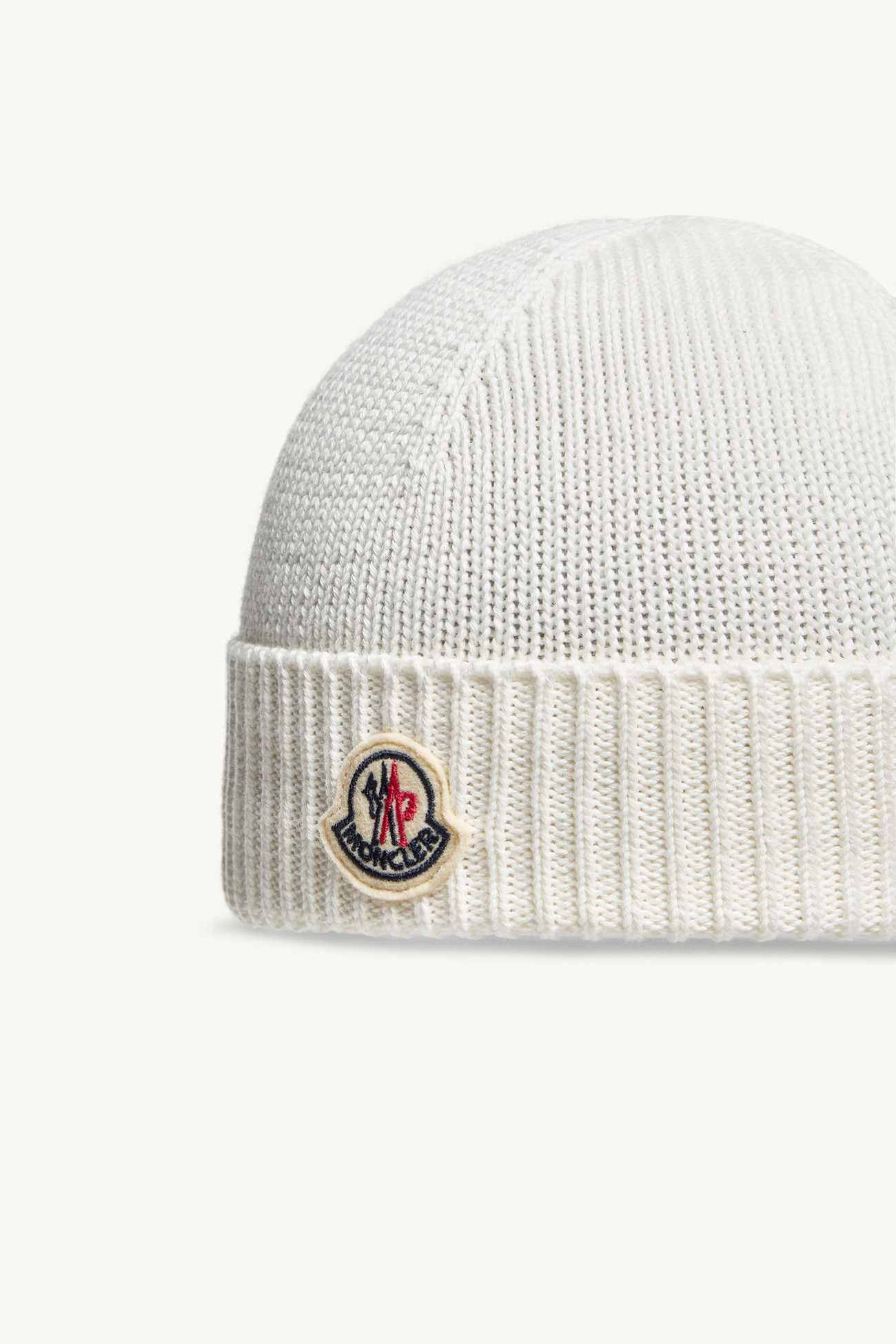 Logo Cotton Beanie Gender Neutral White Moncler 1