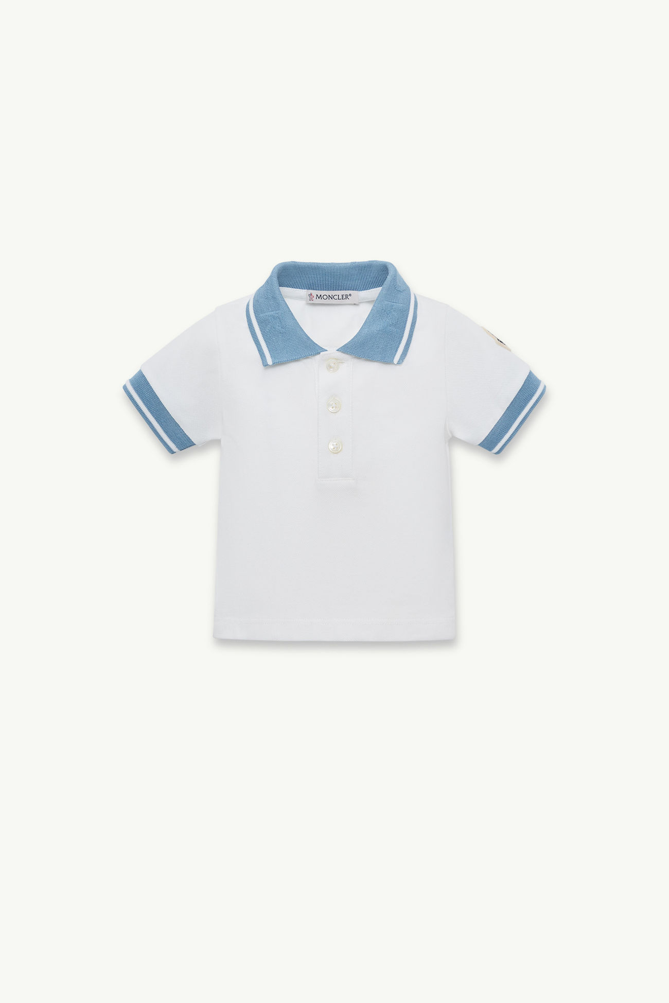 Polo de piqué de algodón con logotipo Niño Blanco Moncler 0