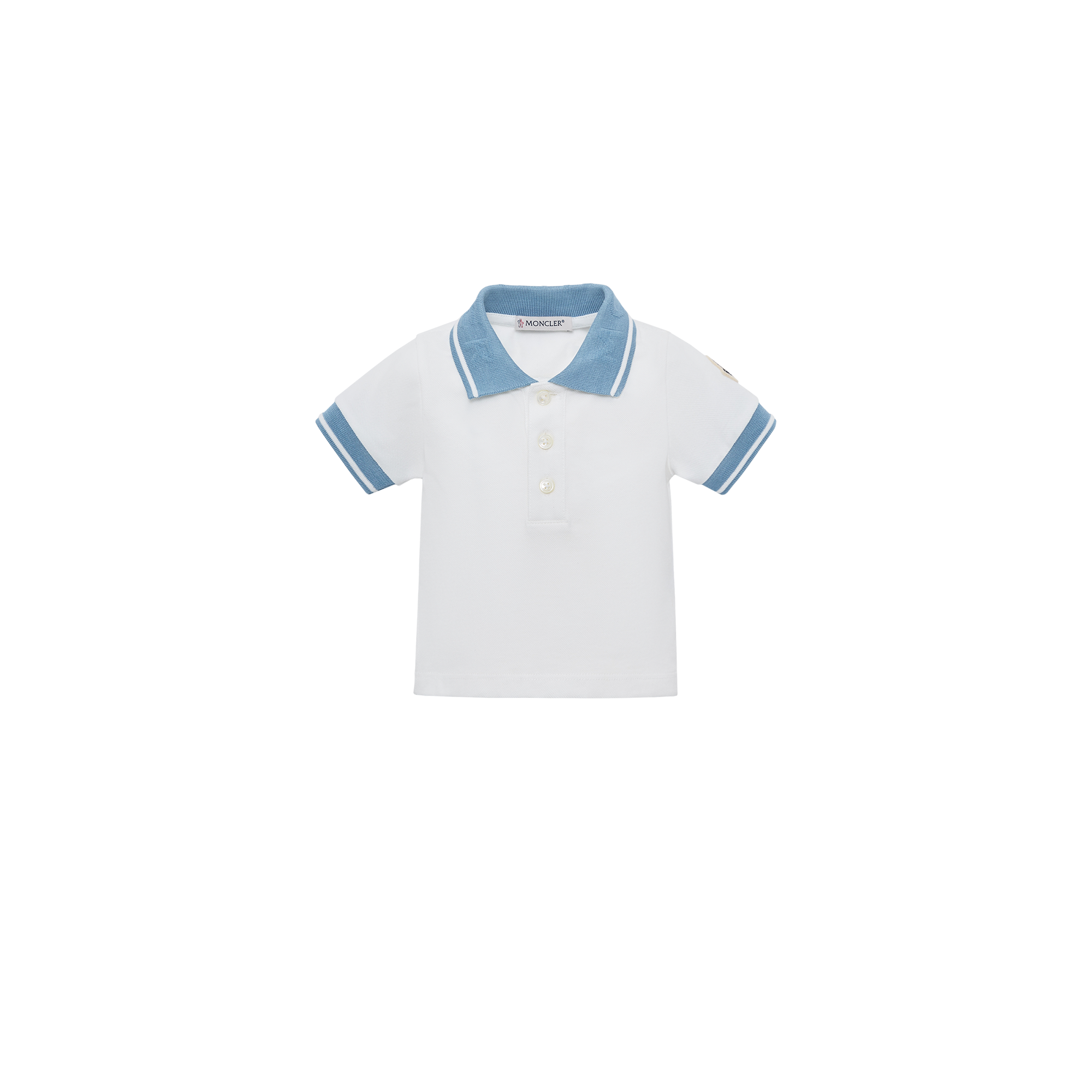 Moncler  Logo Cotton Piquet Polo Shirt for Boys in White, Size: 9/12M