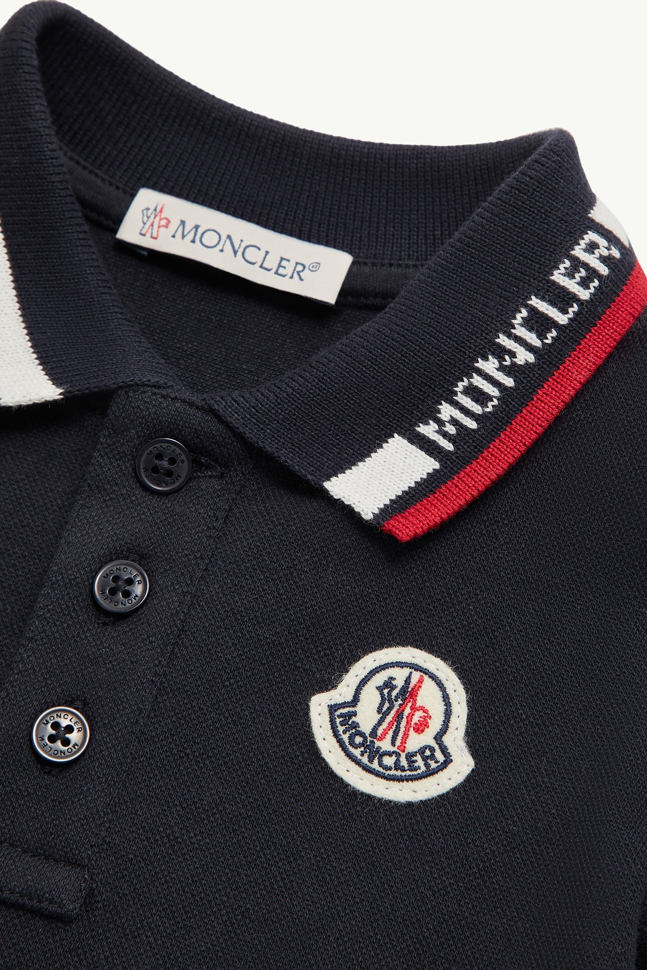 三色飾邊珠地棉Polo恤 男童 海軍藍色 Moncler 1