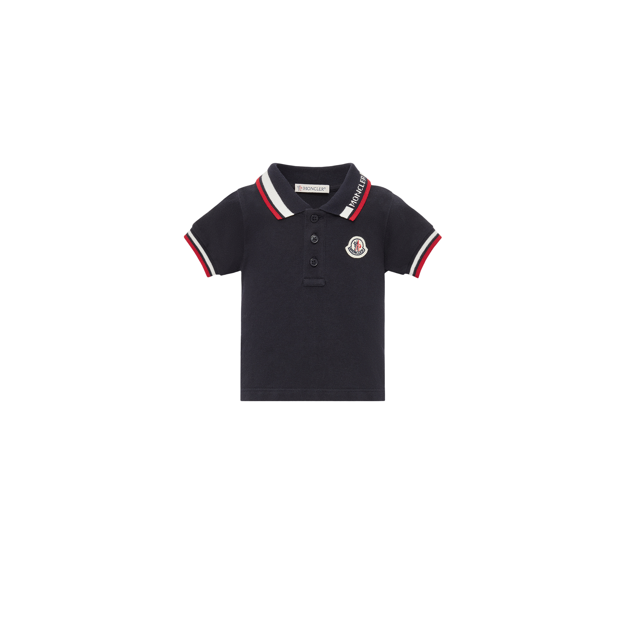 Moncler  Tricolour-Trimmed Cotton Piquet Polo Shirt for Boys in Blue, Size: 3Y