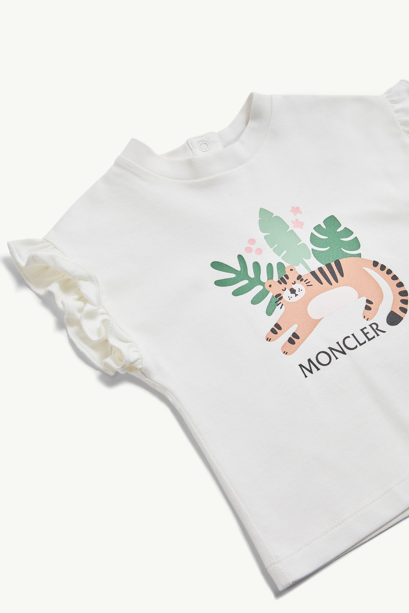 T-shirt en coton à volants et motif animal Fille Blanc Moncler 1