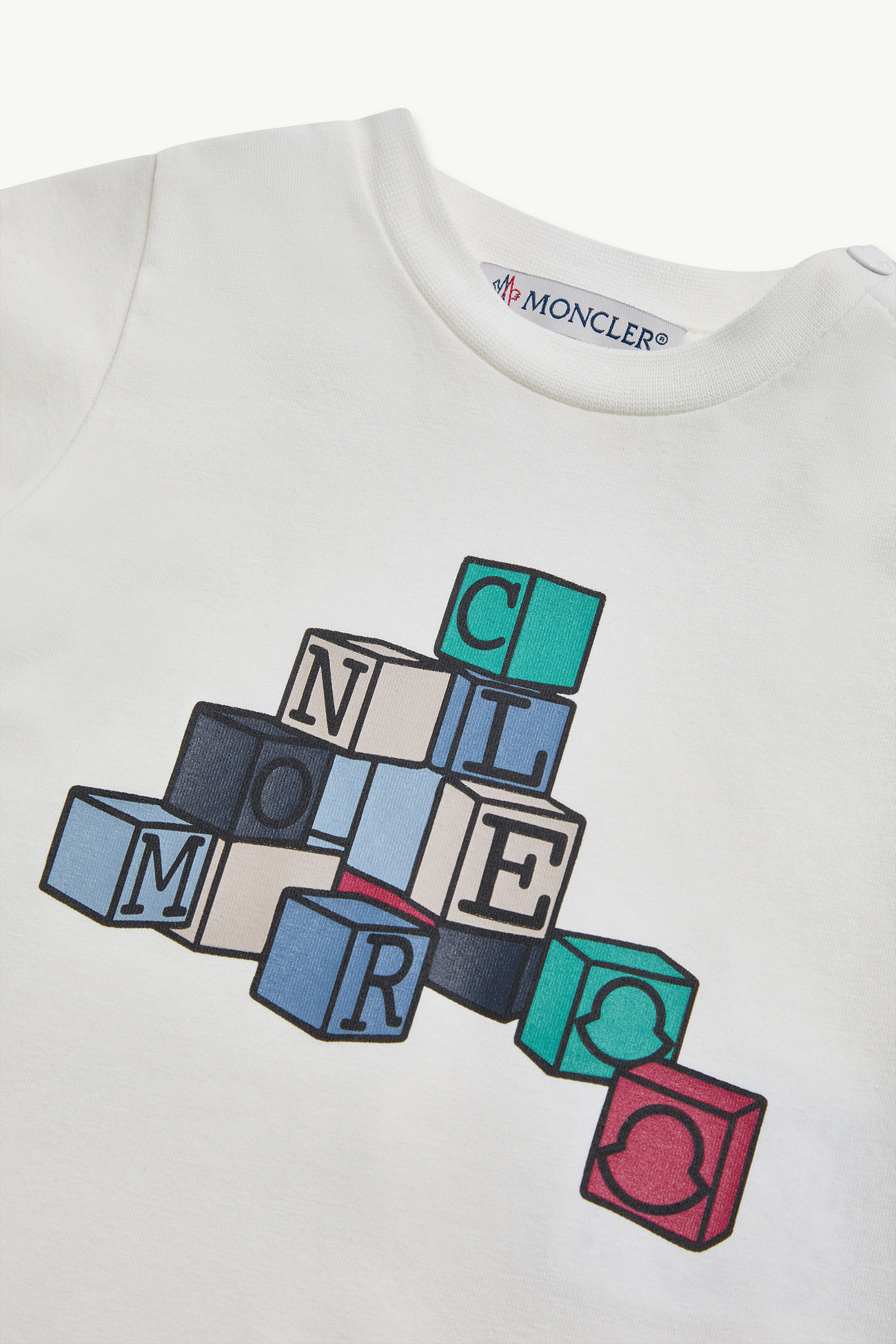 Camiseta de algodón con motivo de logotipo Niño Blanco Moncler 1