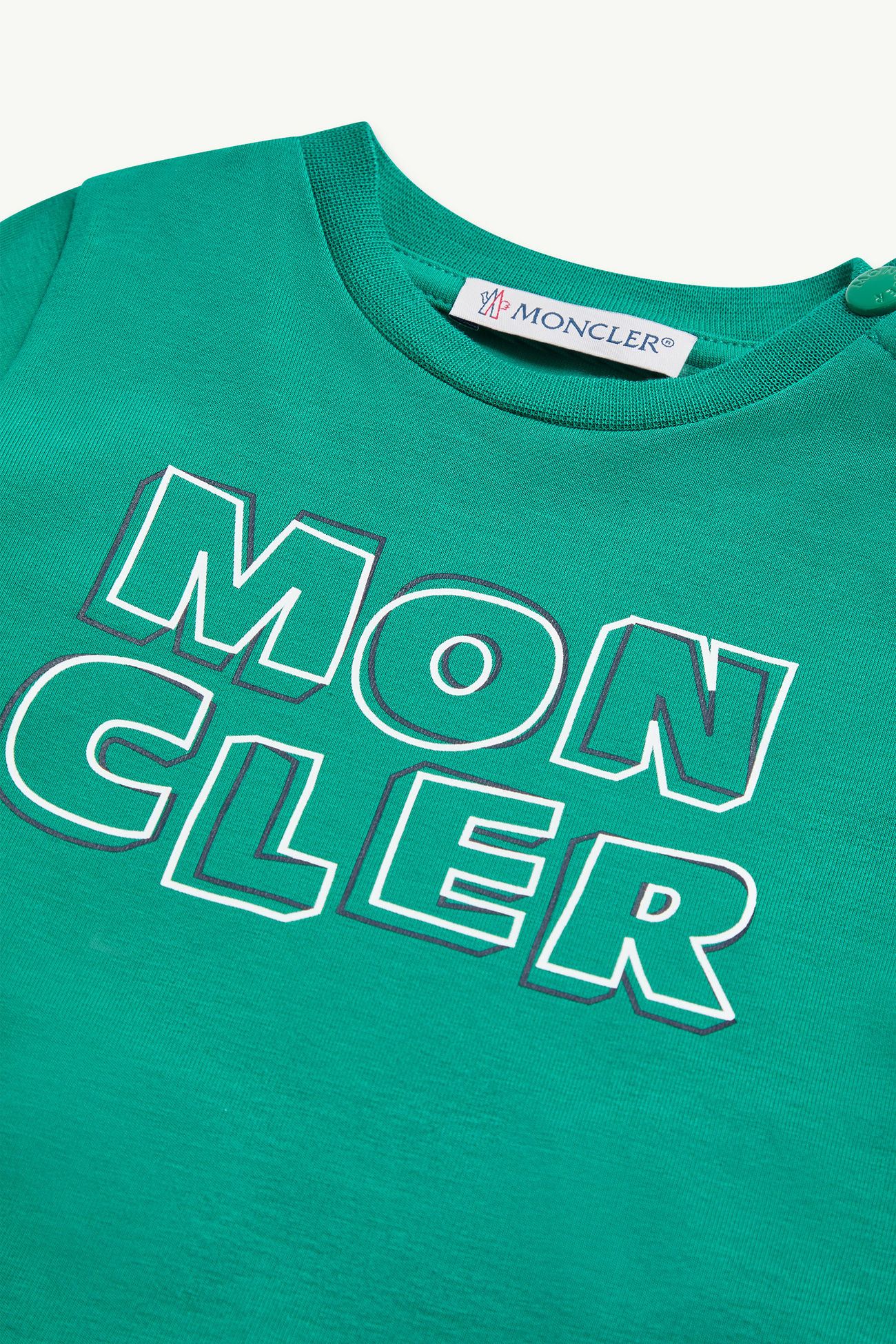 Logo Motif Cotton T-Shirt Boy Bright Green Moncler 1