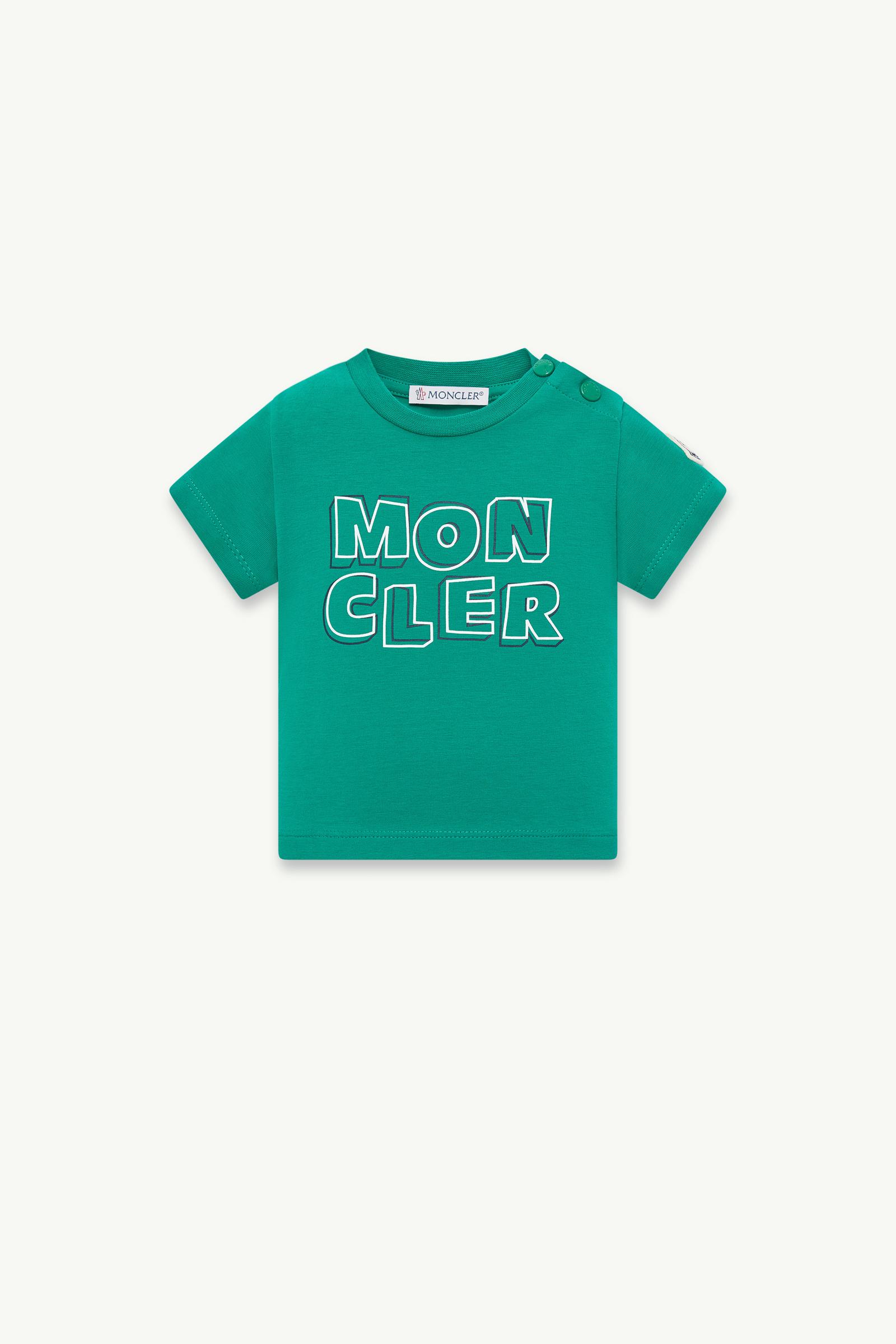 Logo Motif Cotton T-Shirt Boy Bright Green Moncler