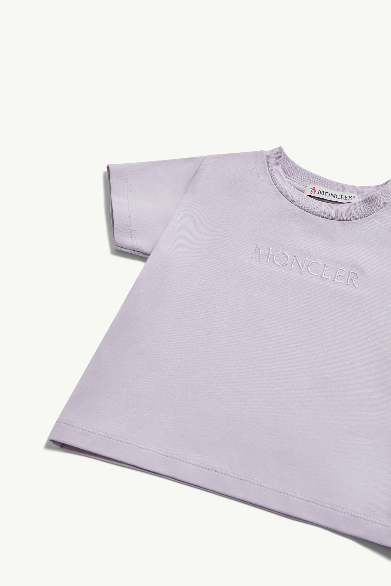 Camiseta de algodón con logotipo bordado Niña Lila Moncler 1