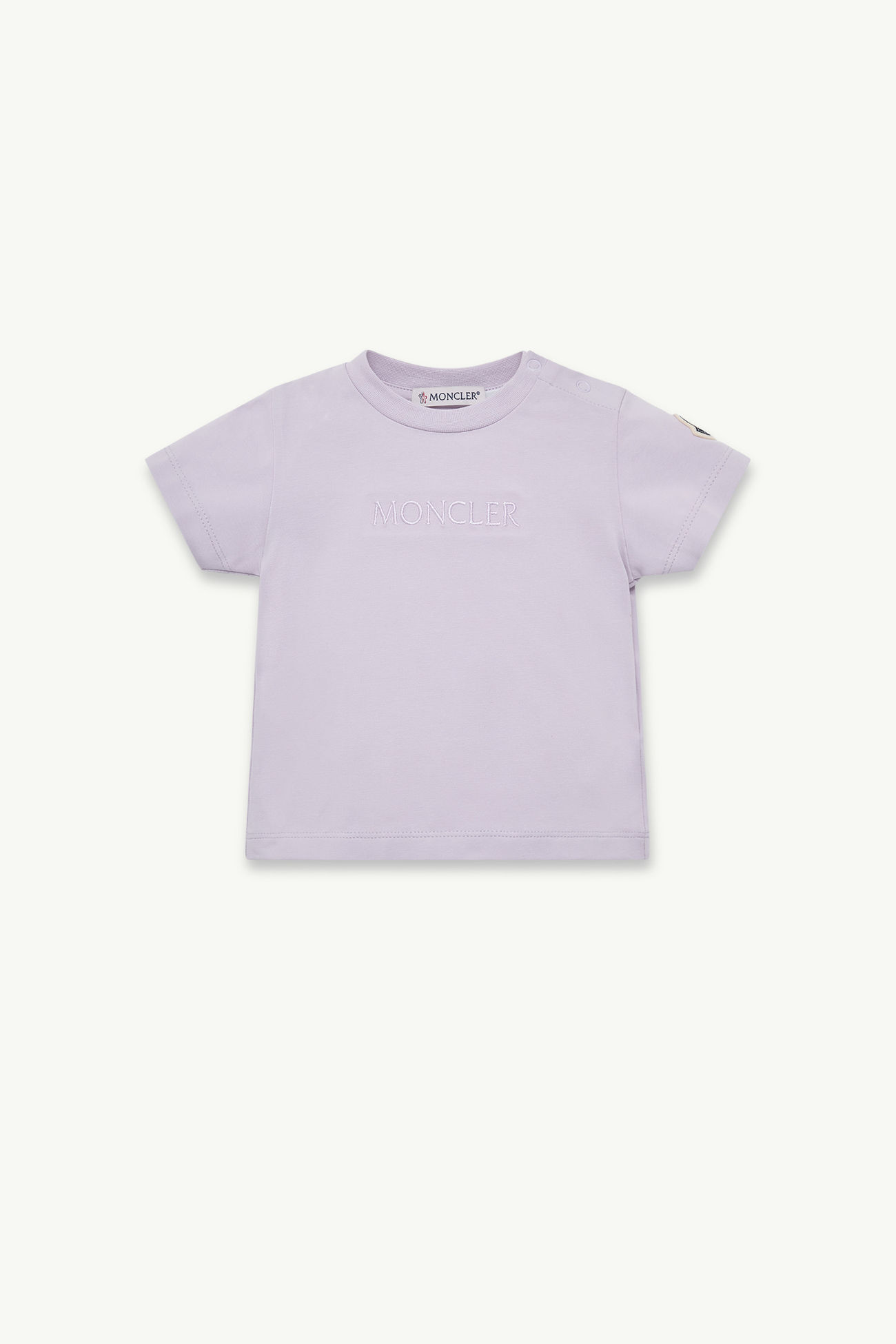 T-shirt en coton à logo brodé Fille Lilas Moncler 0