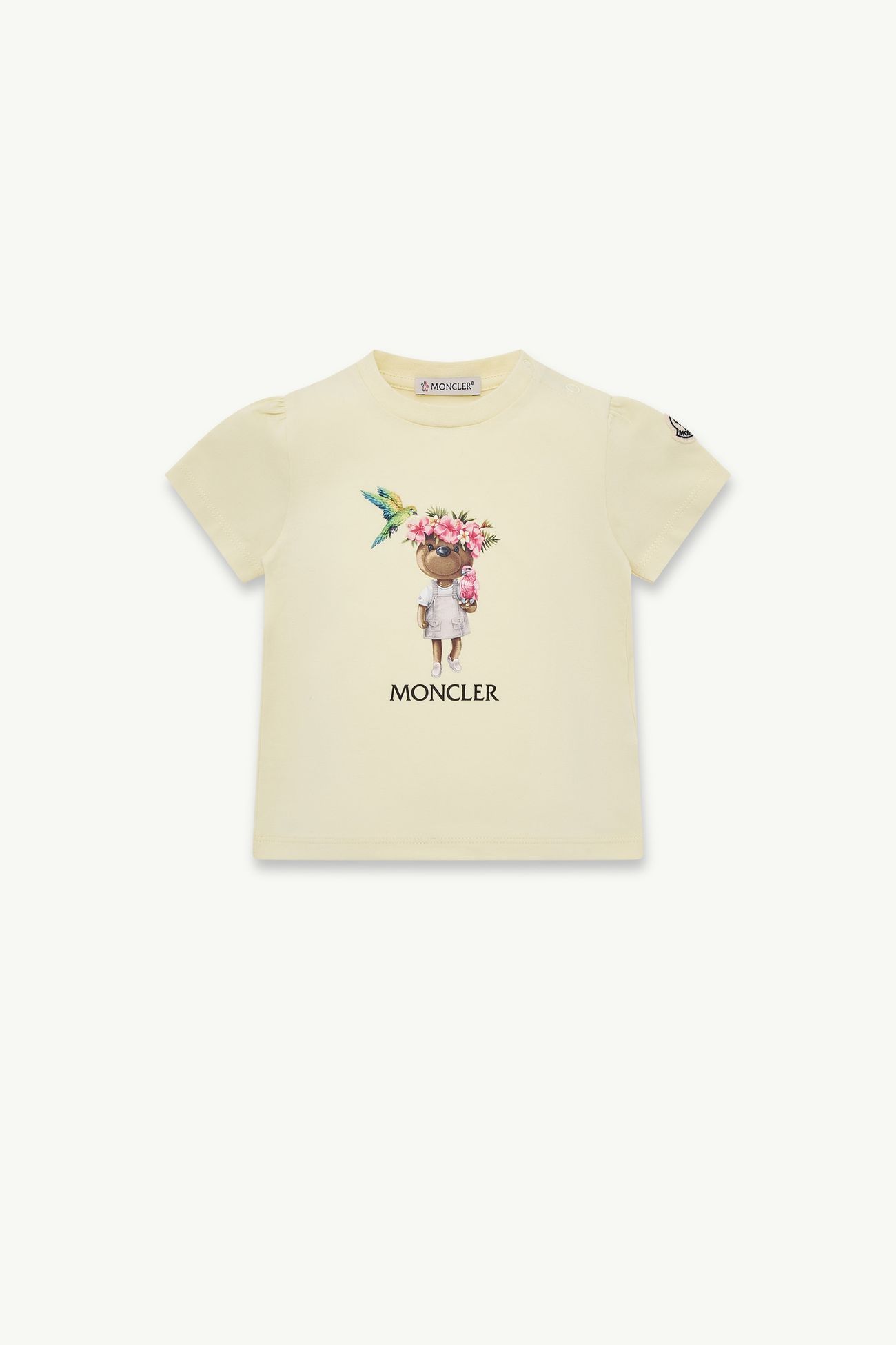 女婴花卉标识印花棉质混纺T恤 女童 浅黄色 Moncler 0