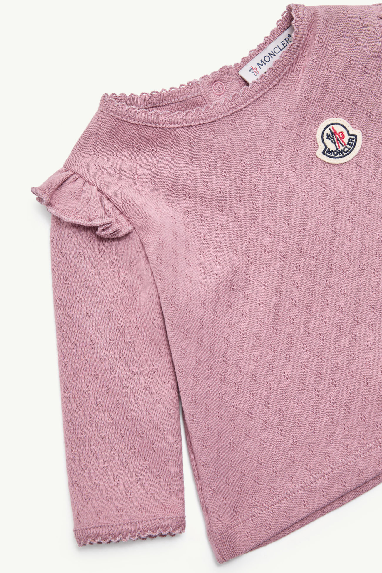 荷葉邊裝飾長袖T恤 女童 灰粉紅色 Moncler 1