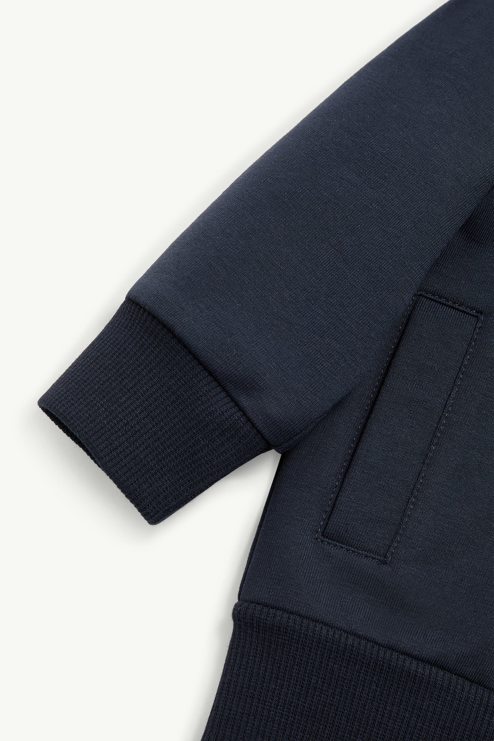 Navy Blue Tricolor Logo Cotton Zip-Up Hoodie - Clothing for