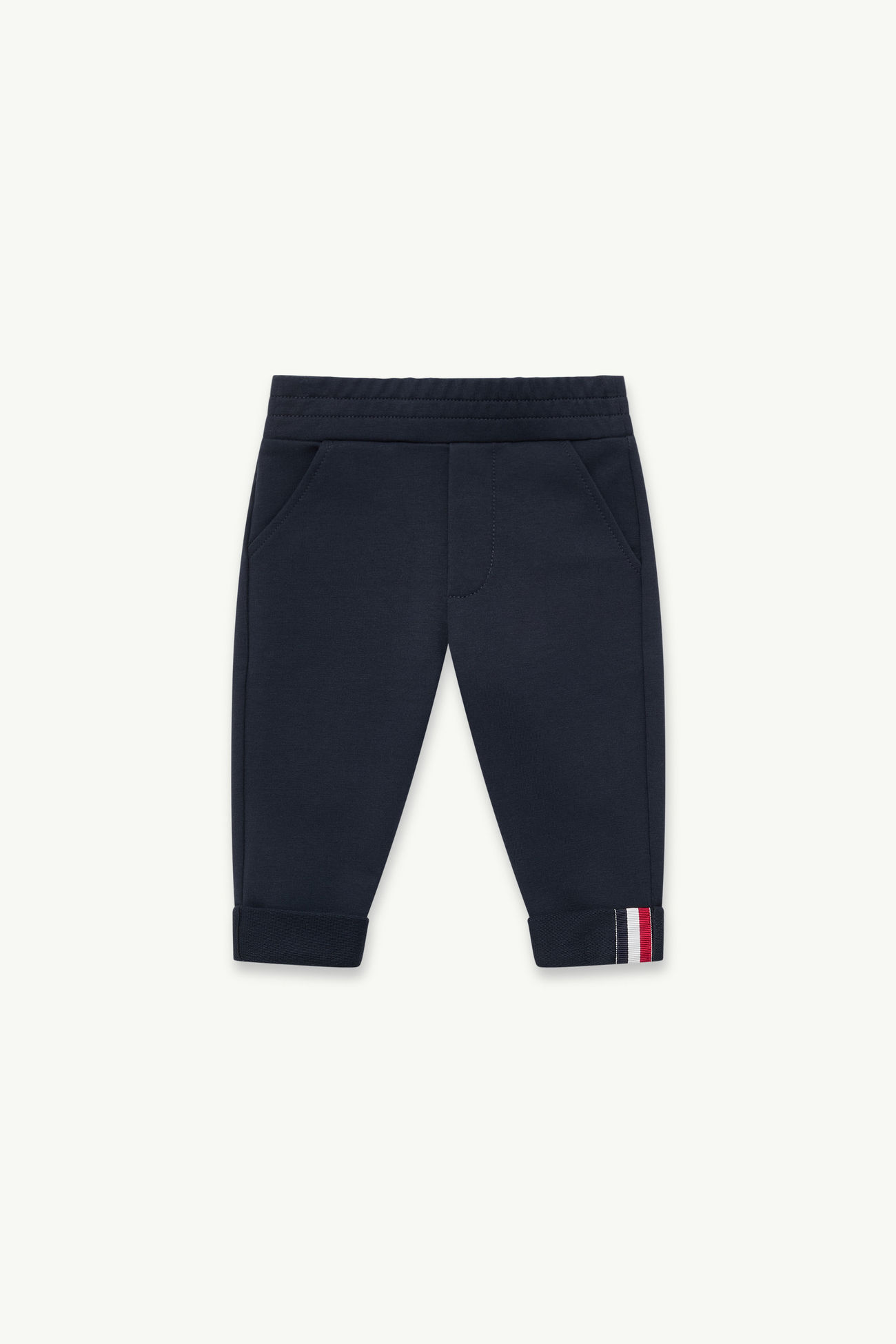 Tricolour-Trimmed Cotton Track Pants Boy Navy Blue Moncler 0