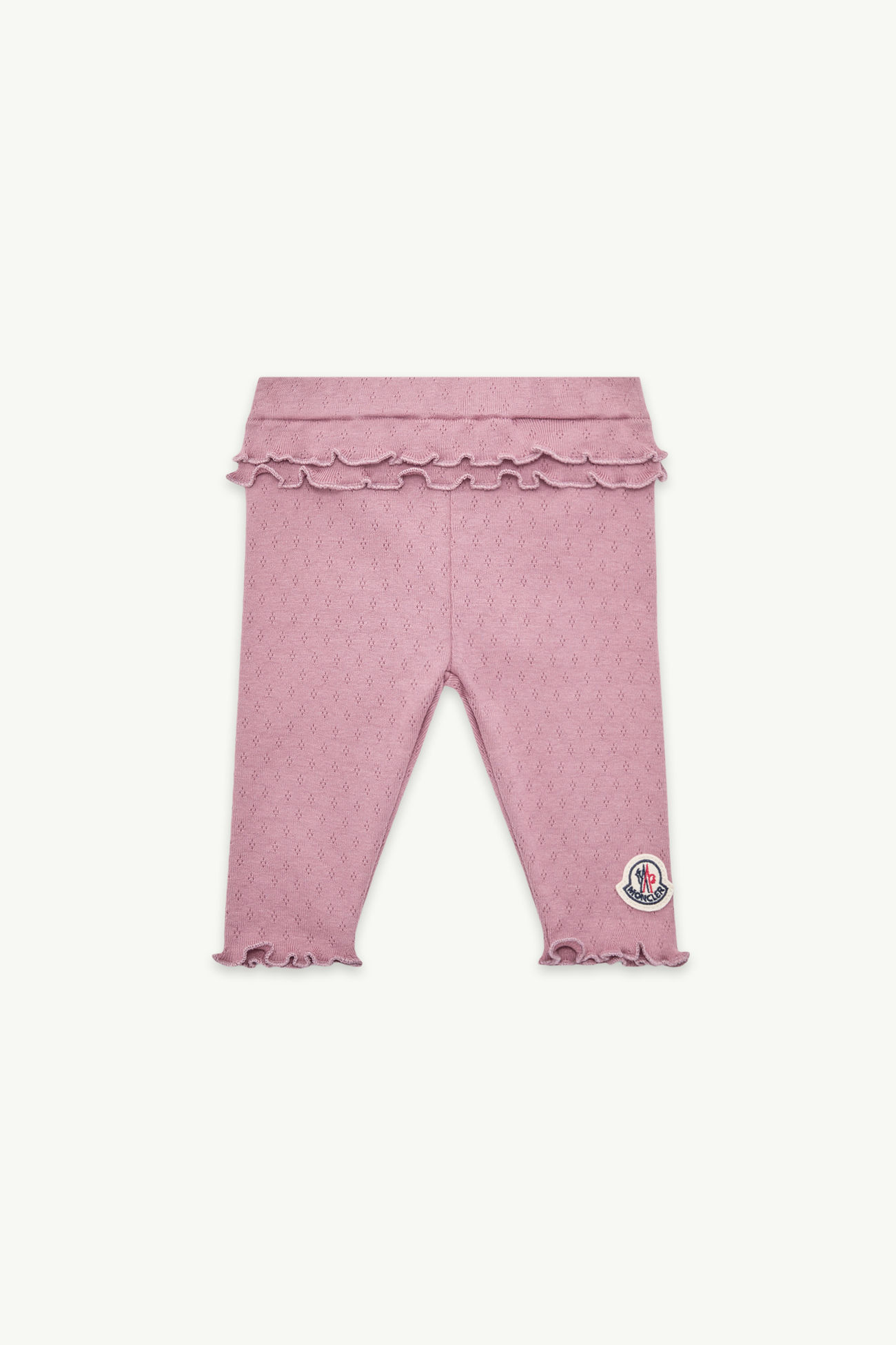 러플 트리밍 코튼 레깅스 키즈 여아 더스티 로즈 Moncler 0