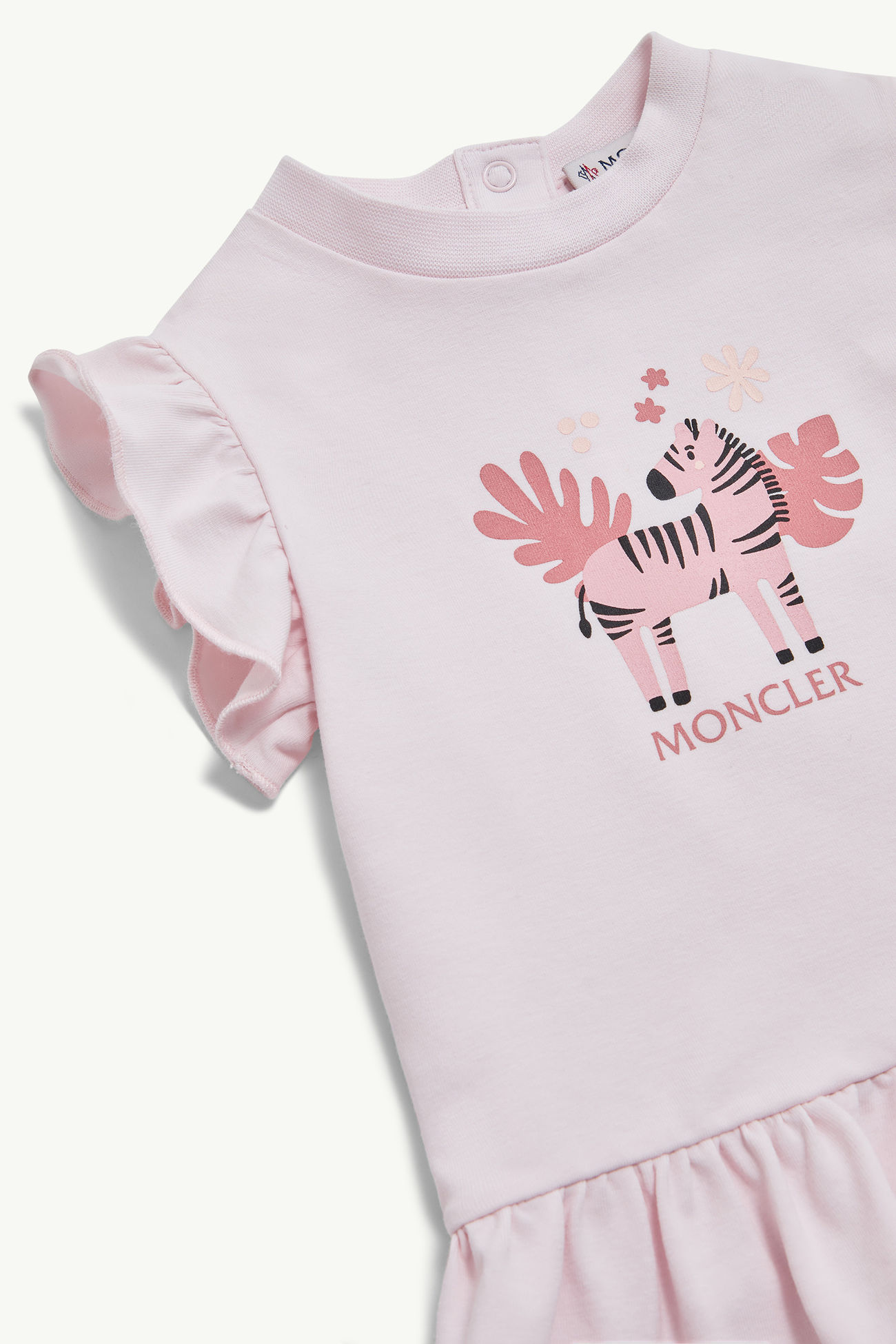 Vestido de algodón con estampado de cebra Niña Rosado claro Moncler 1
