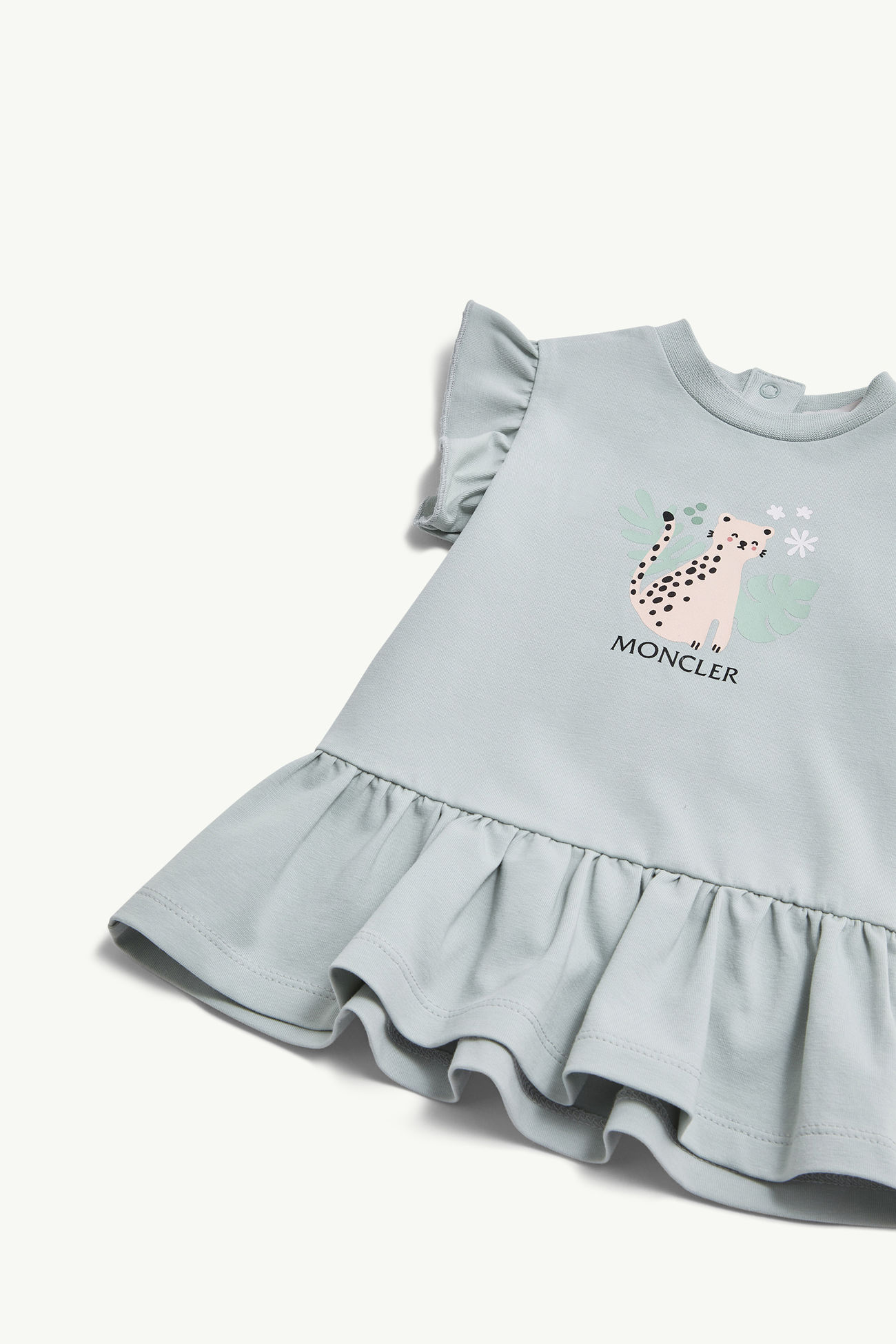 Kleid aus Baumwolle mit Zebramuster Mädchen Hellgrün Moncler 1