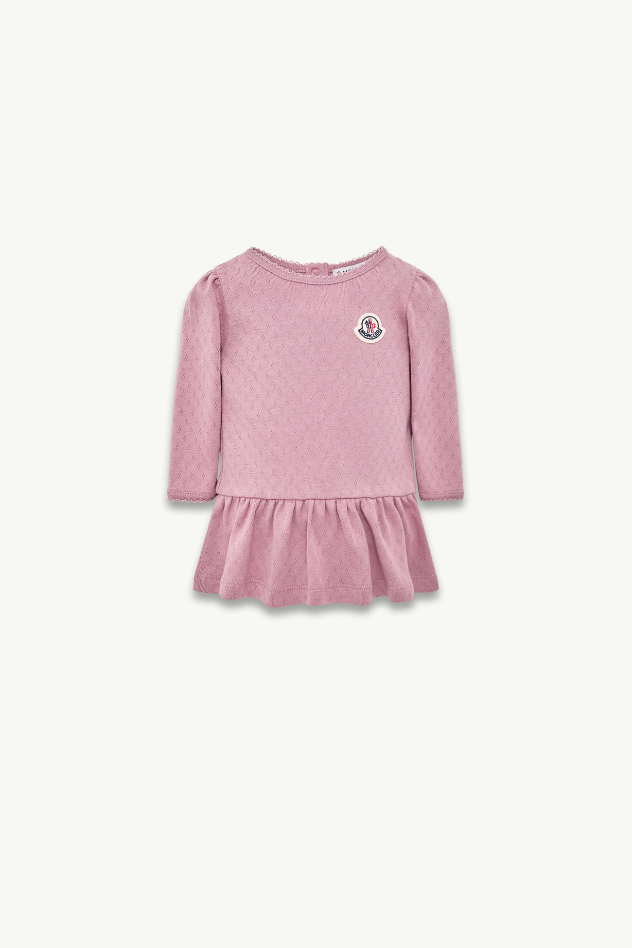 플리츠 롱 슬리브 코튼 드레스 키즈 여아 더스티 로즈 Moncler 0