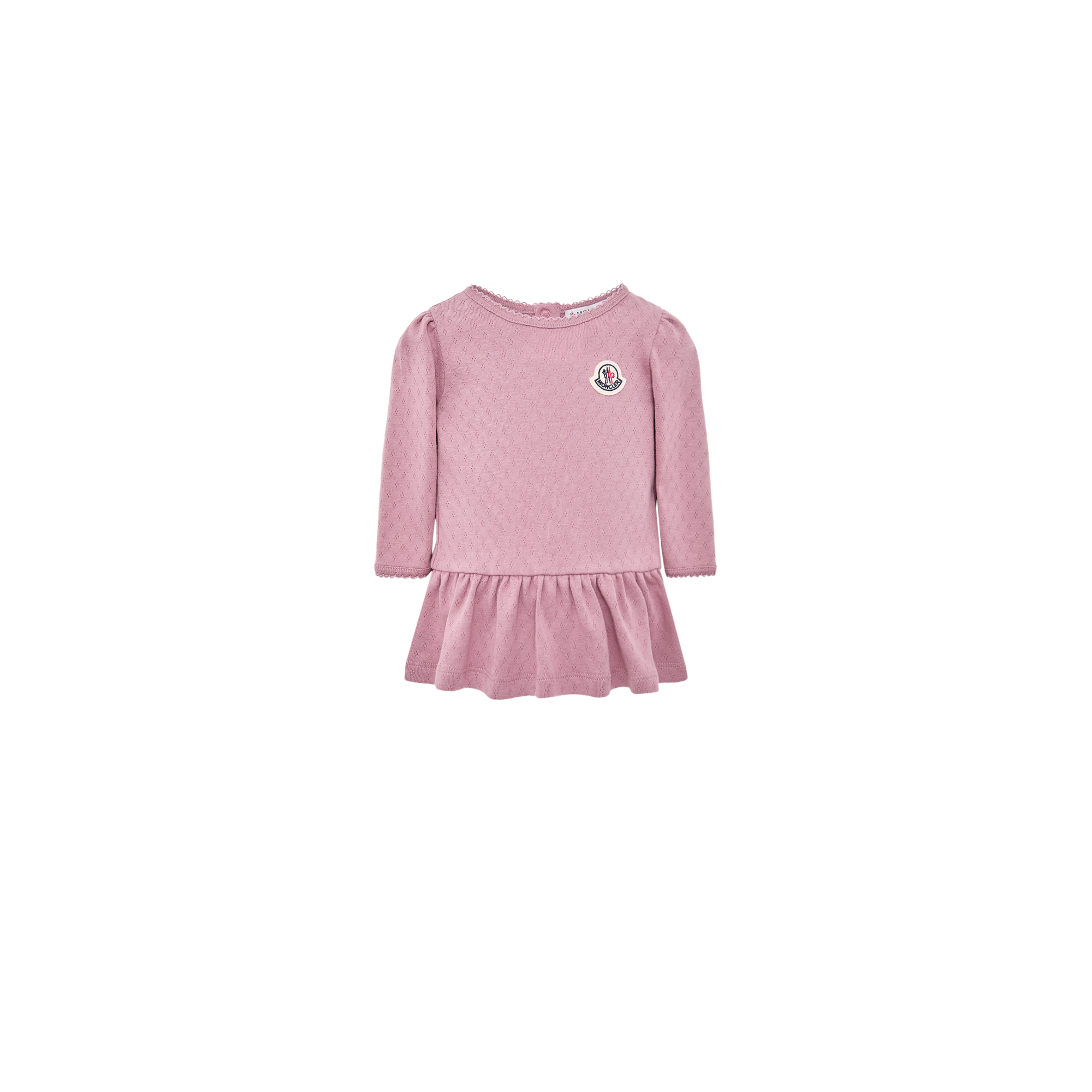 Moncler  Pleated Long Sleeve Cotton Dress for Girls in Pink, Size: 3Y