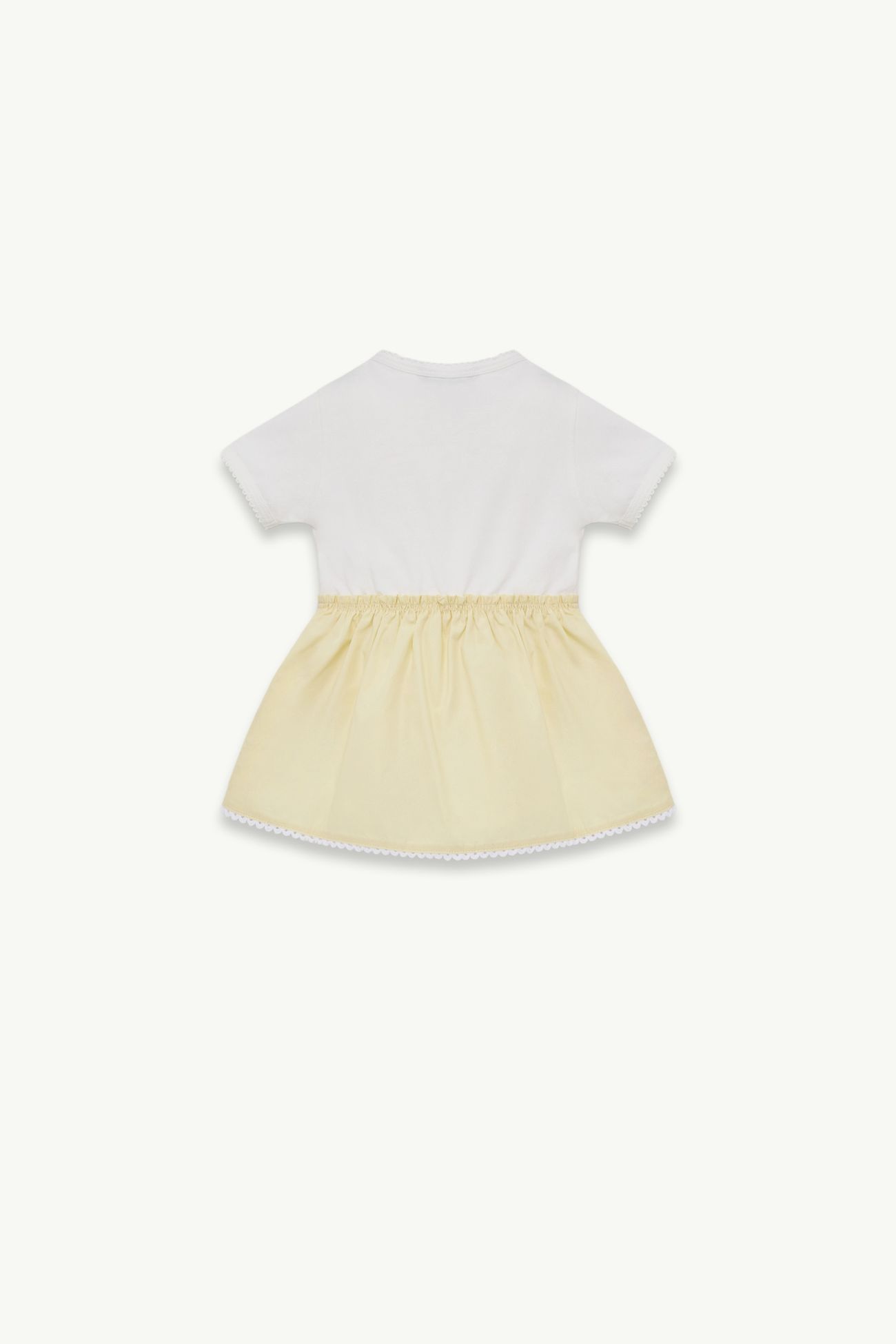 Abito polo plissettato in misto cotone Bambina Bianco & Giallo Moncler 2