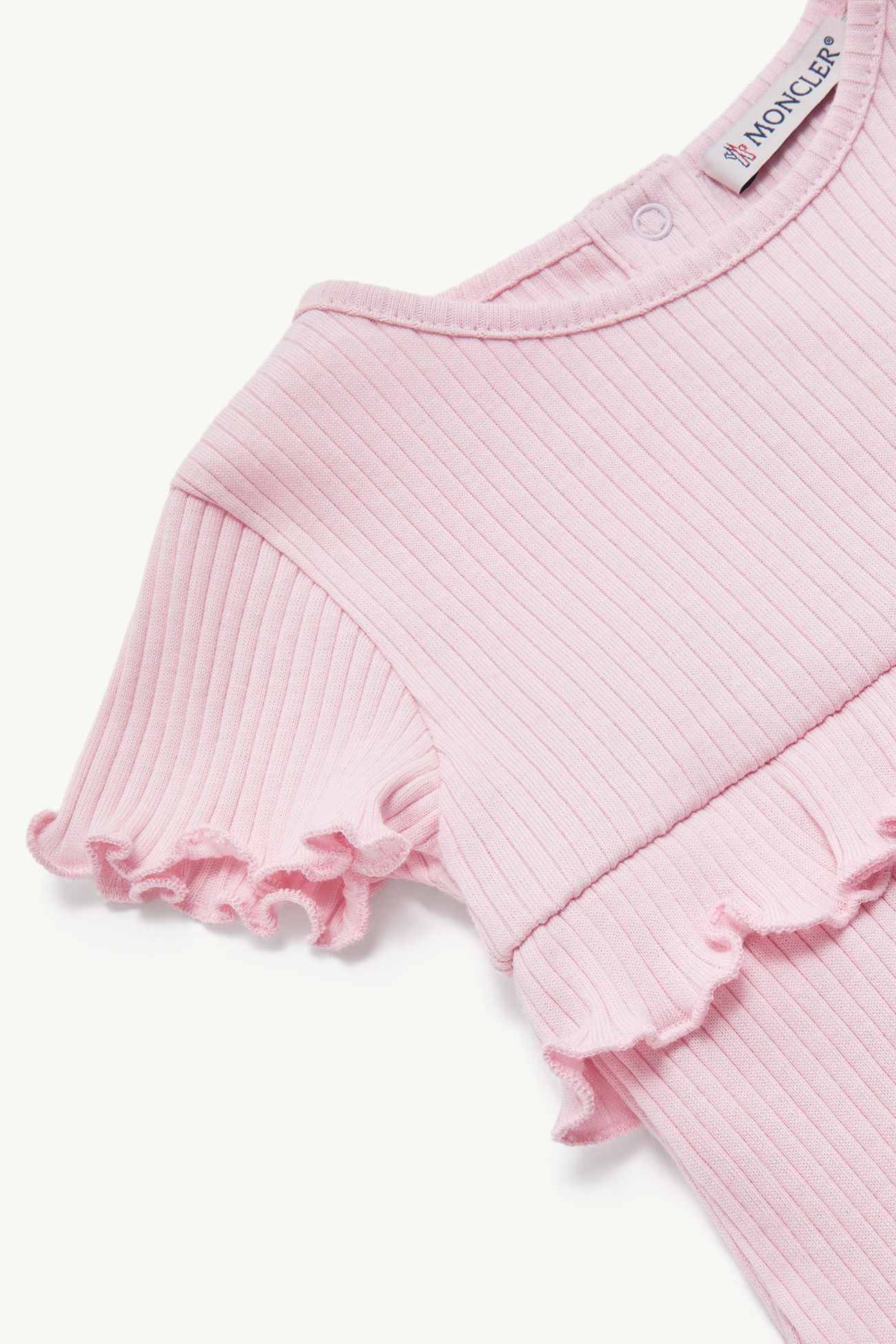 Ruffled Cotton Romper Girl Pink Moncler 1