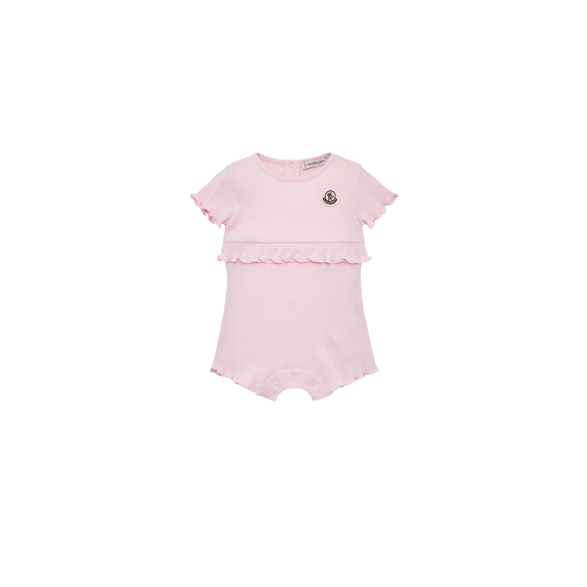 Moncler  Ruffled Cotton Romper for Girls in Pink, Size: 12/18M