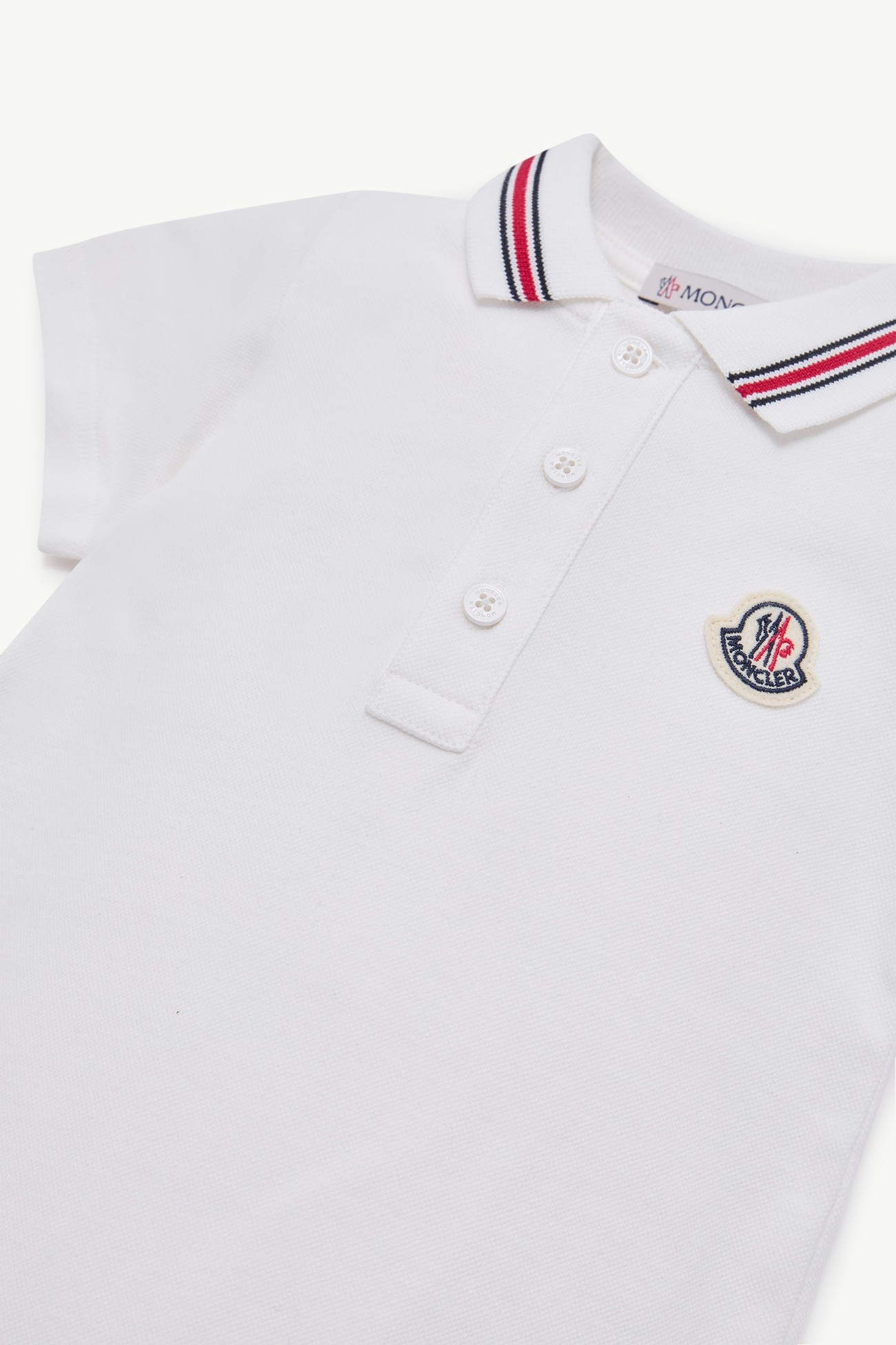 Tricolor-Trimmed Cotton Piquet Baby Romper Boy White Moncler 1