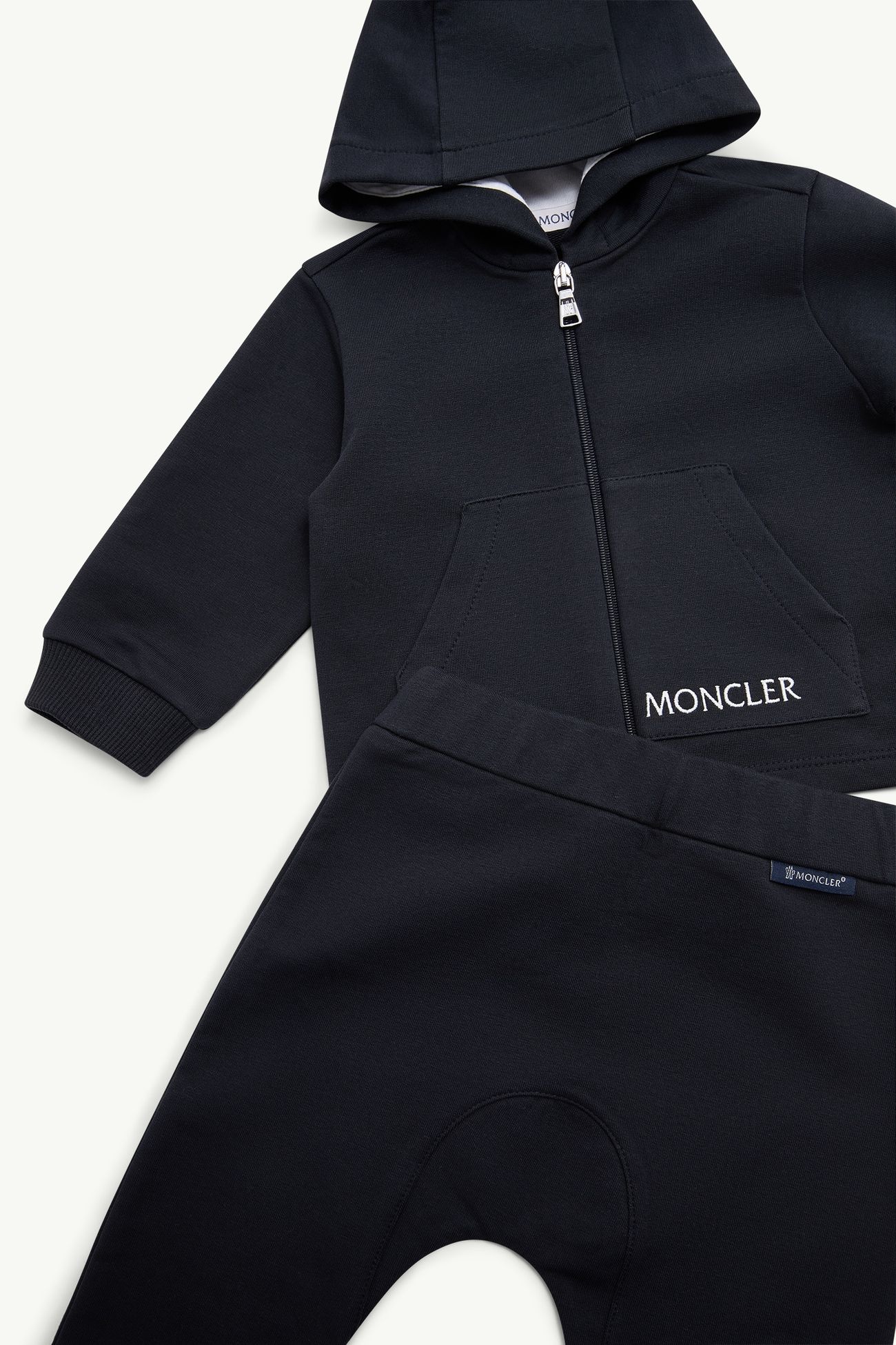 Embroidered Logo Cotton Tracksuit Gender Neutral Navy Blue Moncler 3