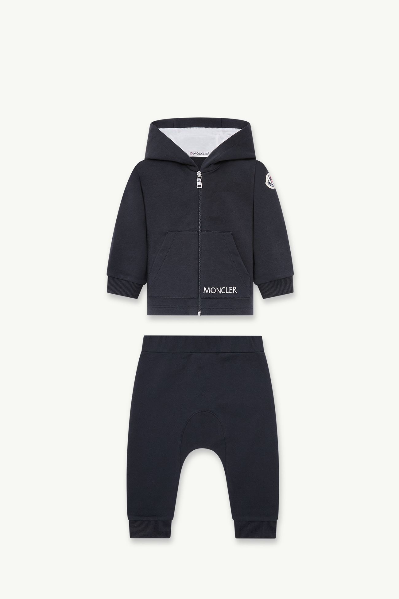 Tuta con logo ricamato in cotone Gender Neutral Blu Navy Moncler 0