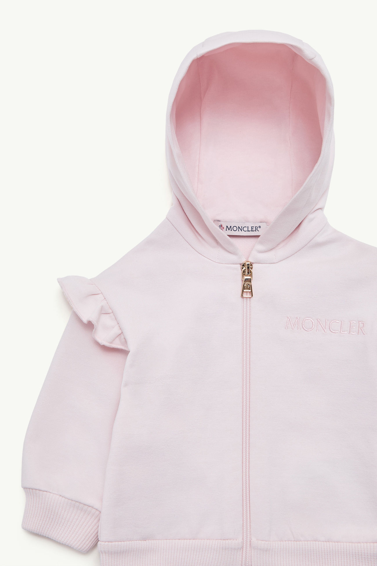 Ensemble en coton à bordure volantée Fille Rose Clair Moncler 1