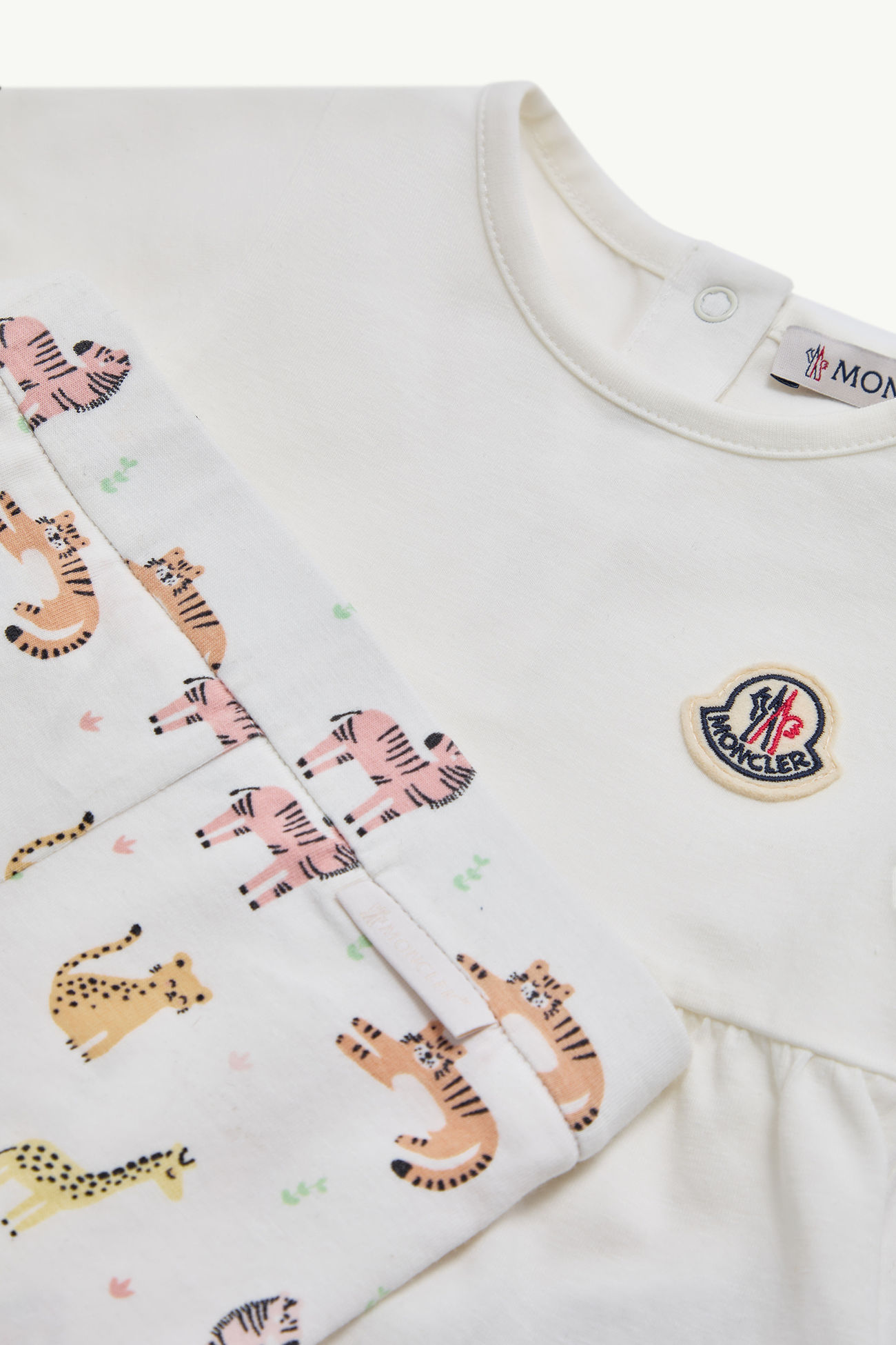 動物印花棉質套裝 女童 白色和粉紅色 Moncler 1