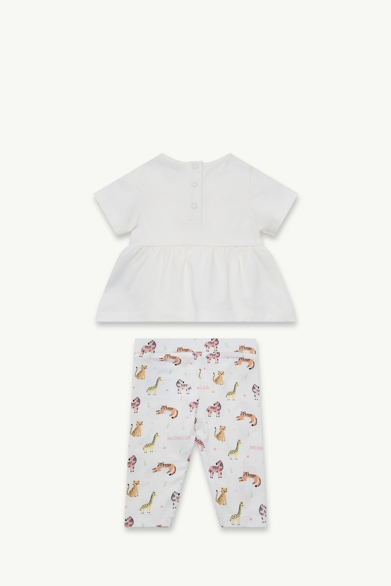 Animal Print Cotton Set Girl White & Pink Moncler 2