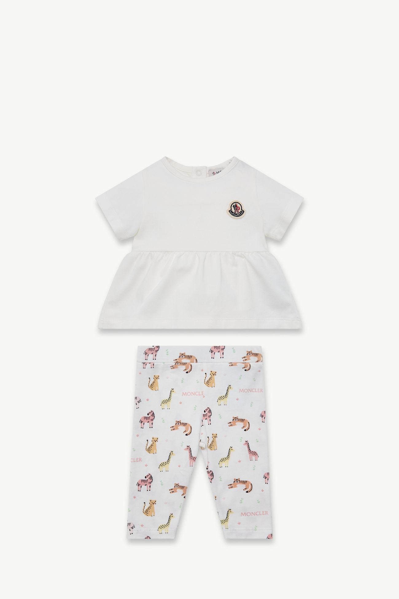 動物印花棉質套裝 女童 白色和粉紅色 Moncler 0