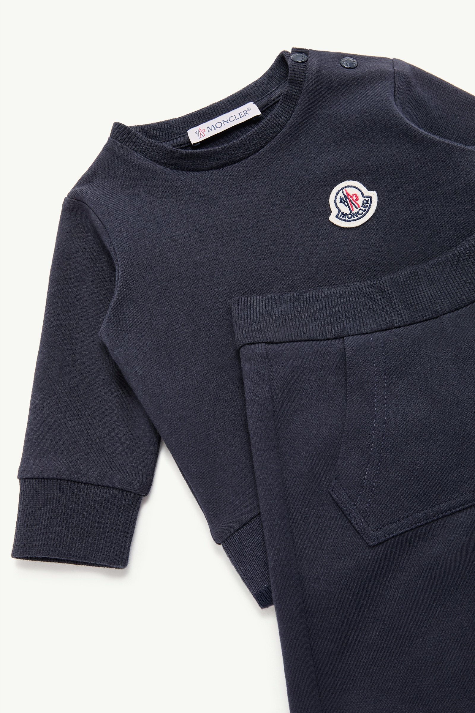 Navy Blue Tricolor-Trimmed Cotton Sweatsuit Set - Clothing for