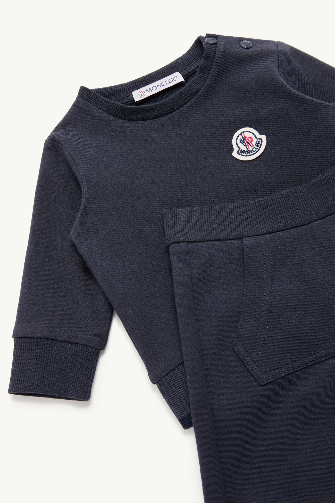 男婴三色饰边棉质运动服套装 男童 海军蓝色 Moncler 1