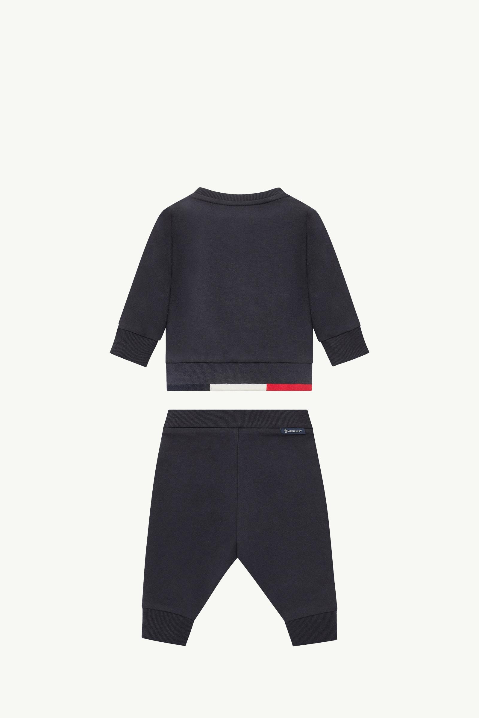 Navy Blue Tricolor-Trimmed Cotton Sweatsuit Set - Clothing for
