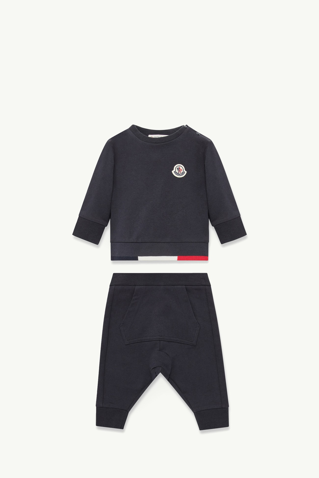 Tricolour-Trimmed Cotton Tracksuit Set Boy Navy Blue Moncler 0