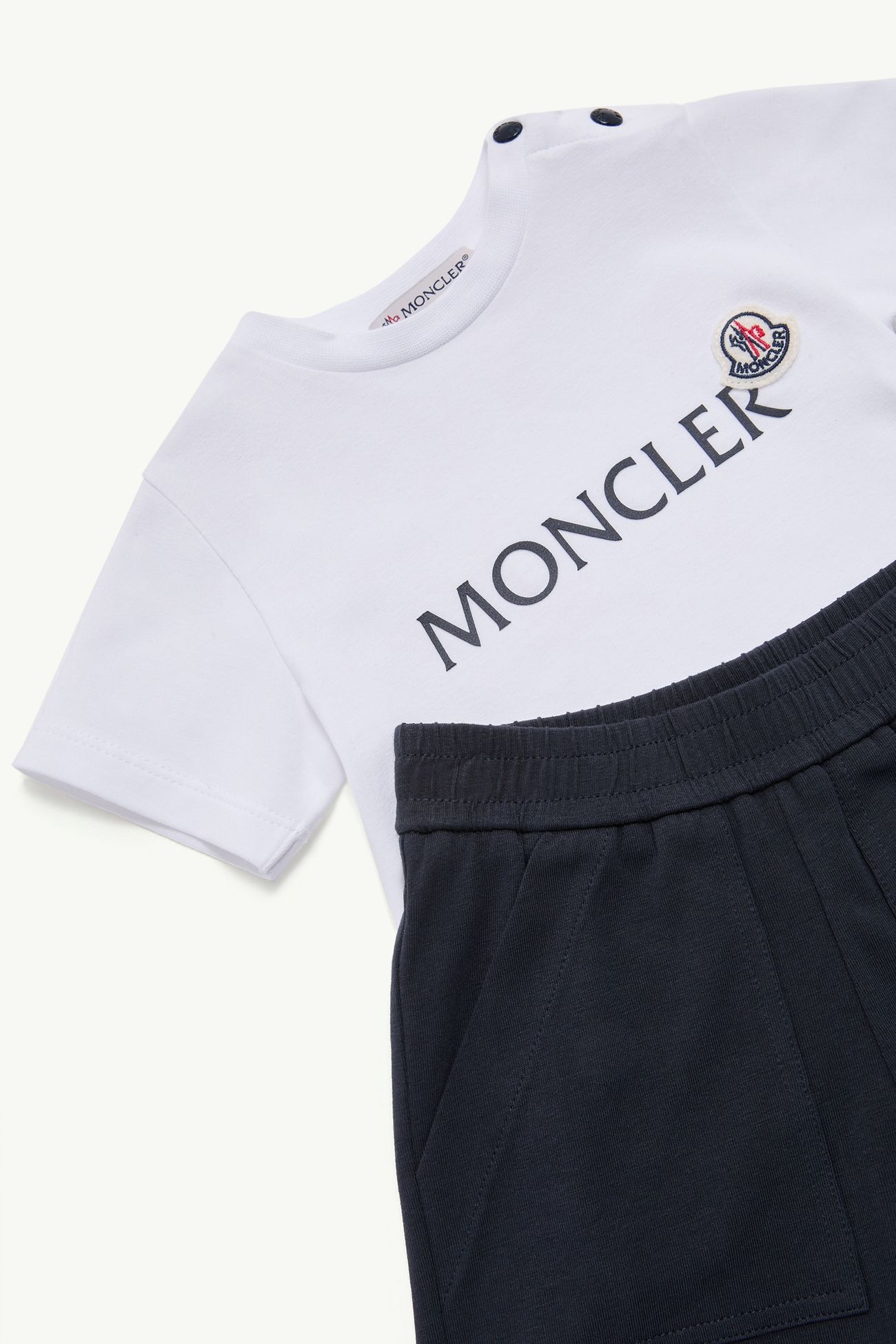 로고 코튼 세트 키즈 남아 옵티컬 화이트 Moncler 1