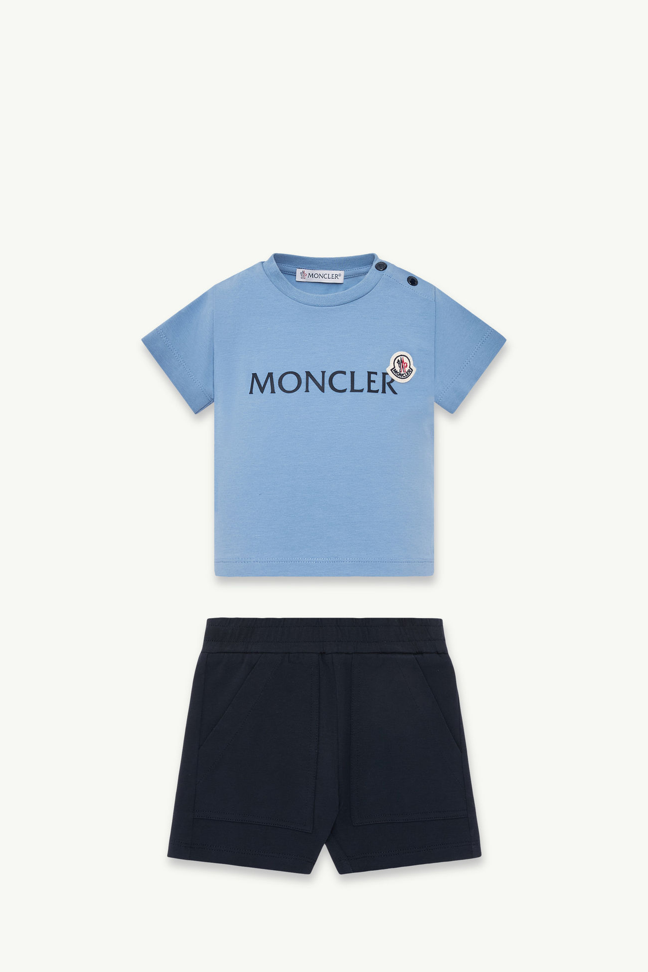 Logo Cotton Set Boy Navy Blue Moncler 0