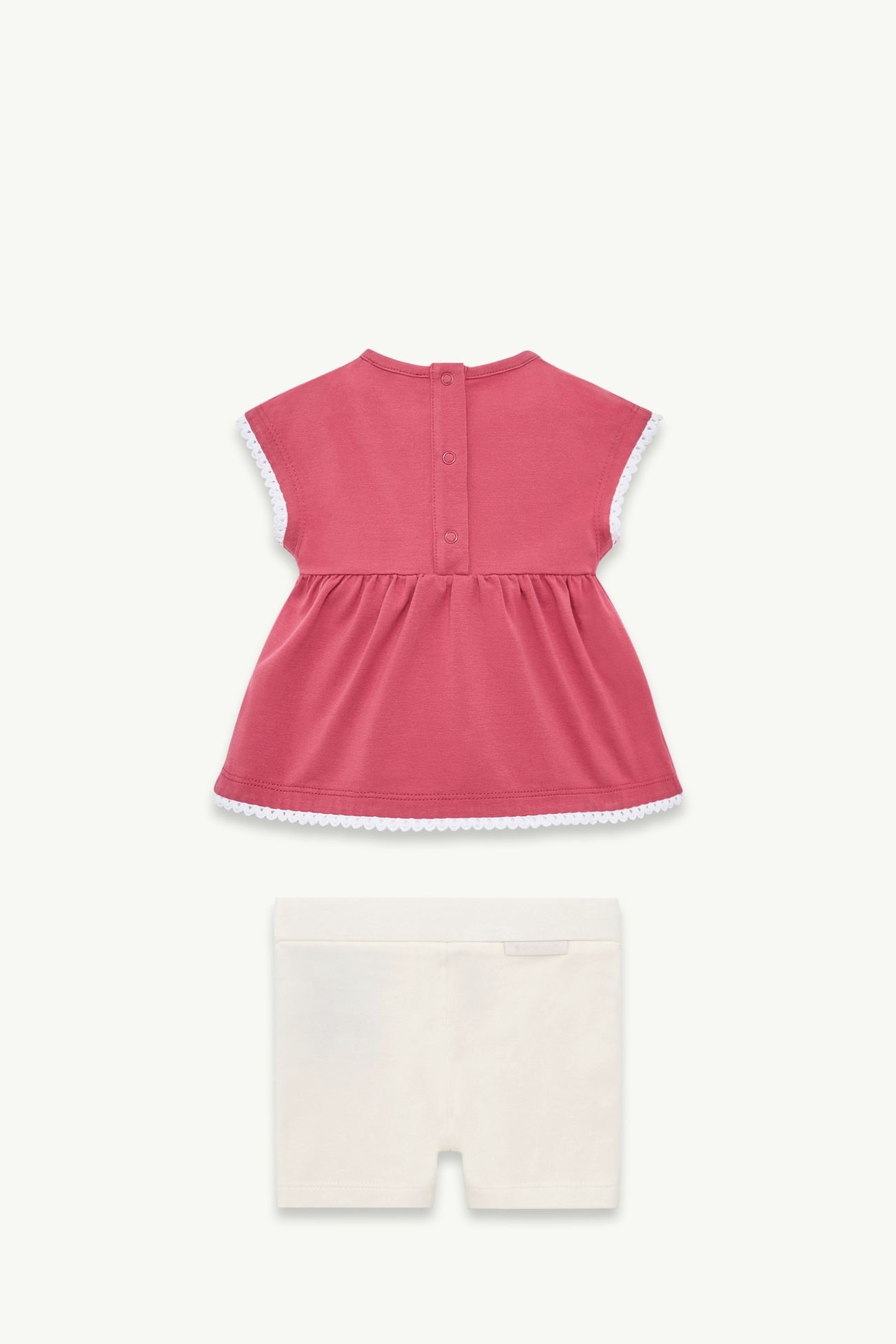 編織飾邊棉質混紡套裝 女童 灰白色和品紅色 Moncler 2