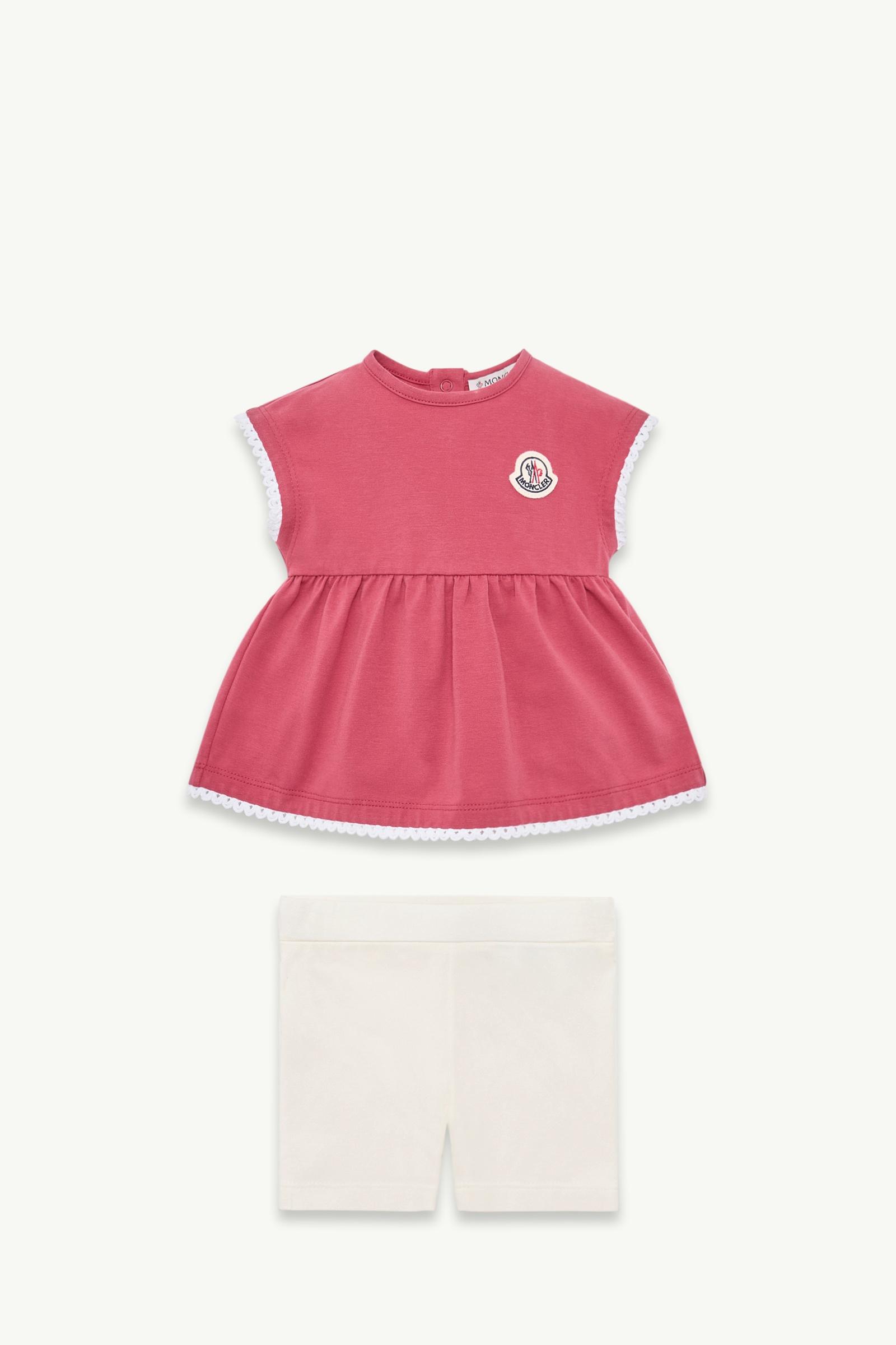 Braided-Trim Cotton Blend Set Girl Off White & Fuchsia Moncler, 1 of 0