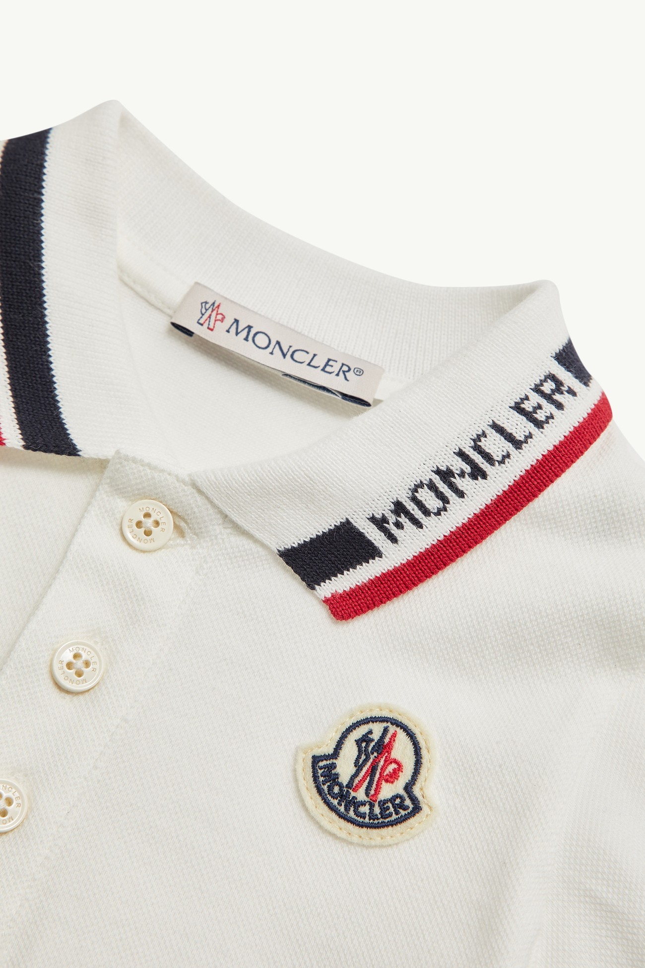 三色飾邊珠地棉套裝 男童 白色和藍色 Moncler 1
