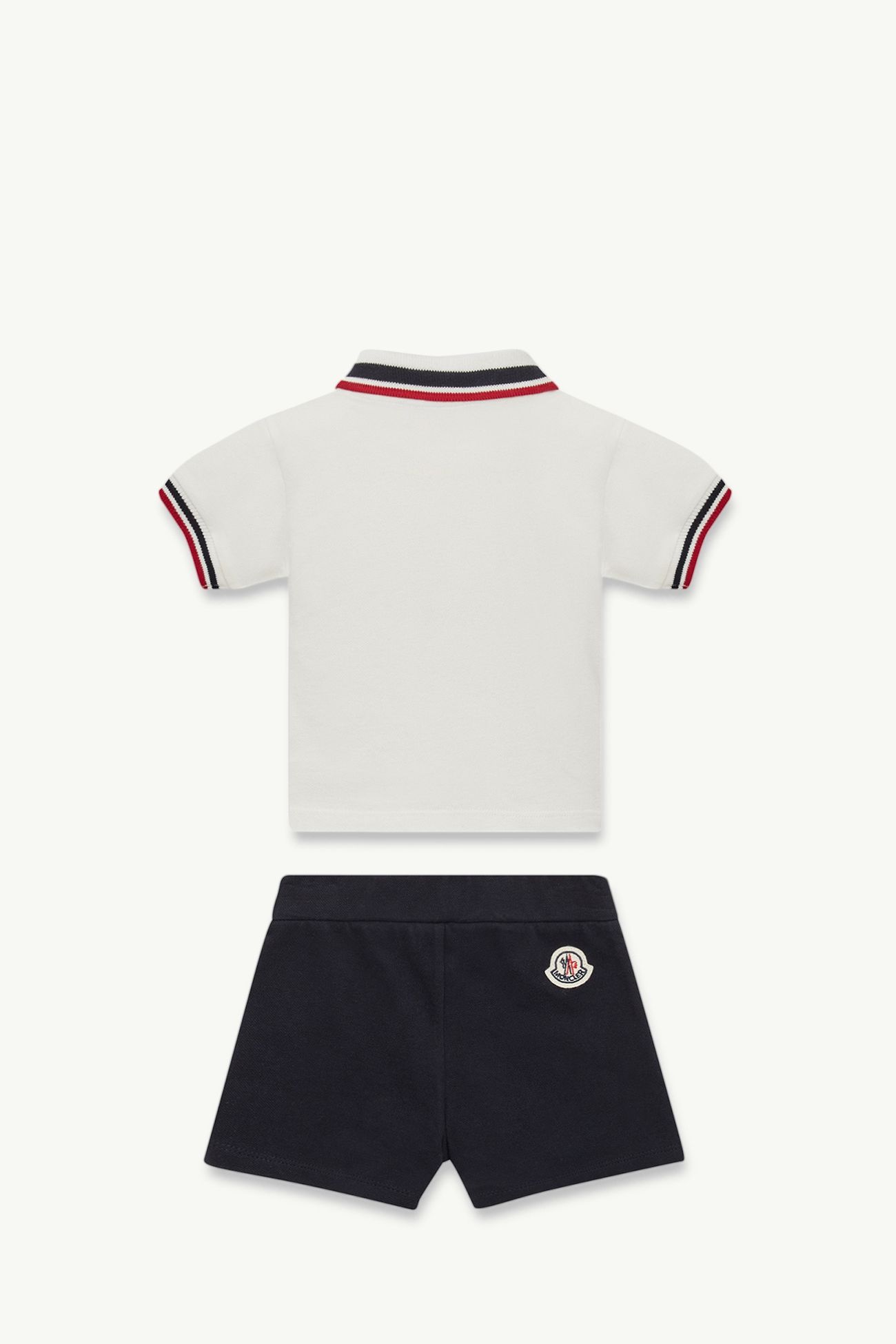 Set con orlo tricolore in piquet di cotone Bambino Bianco & Blu Moncler 2