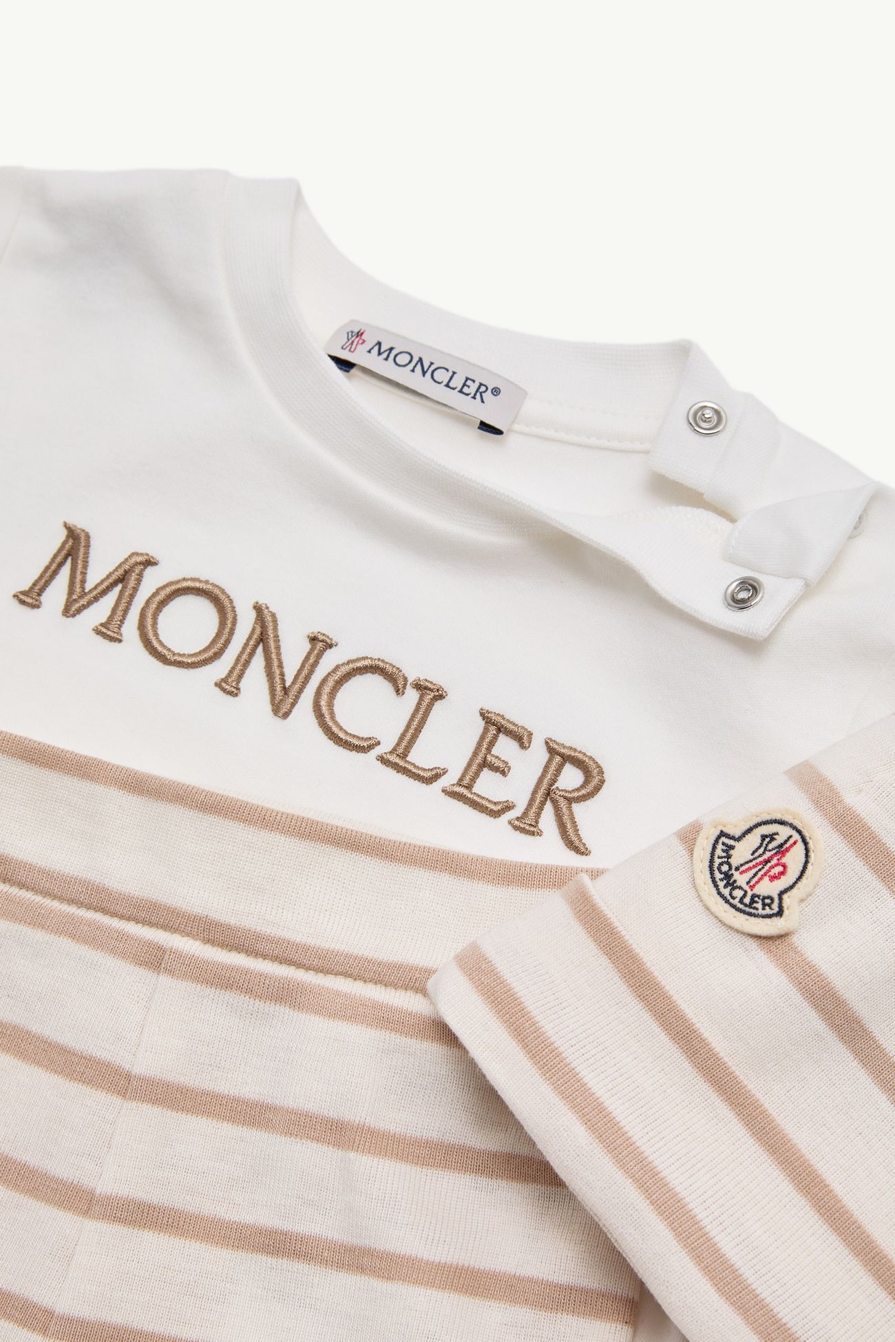 Set in cotone a righe con confezione regalo Gender Neutral Beige & Bianco Moncler 1