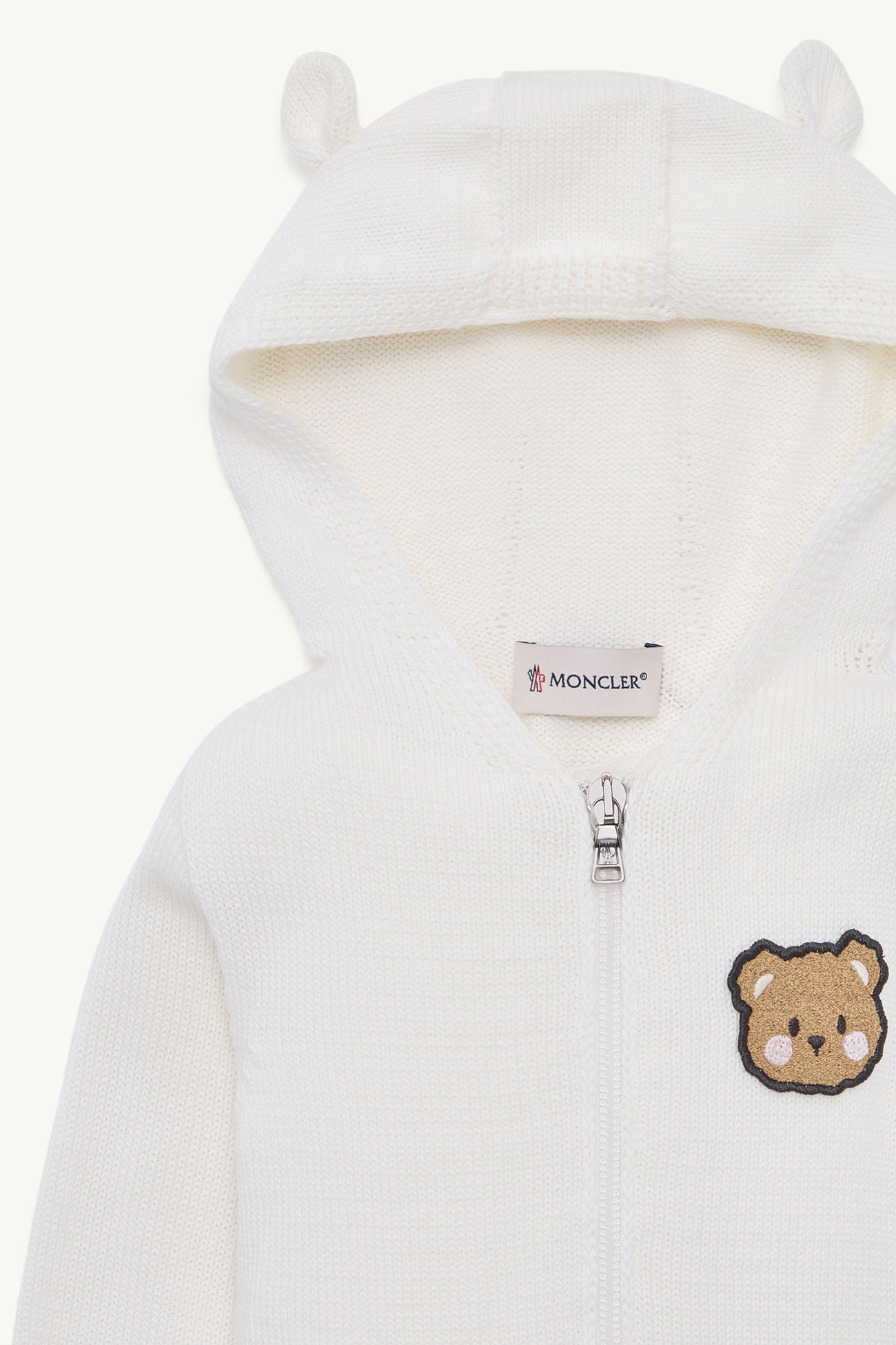 Teddy Bear Cotton Zip-Up Hoodie Gender Neutral White Moncler 1