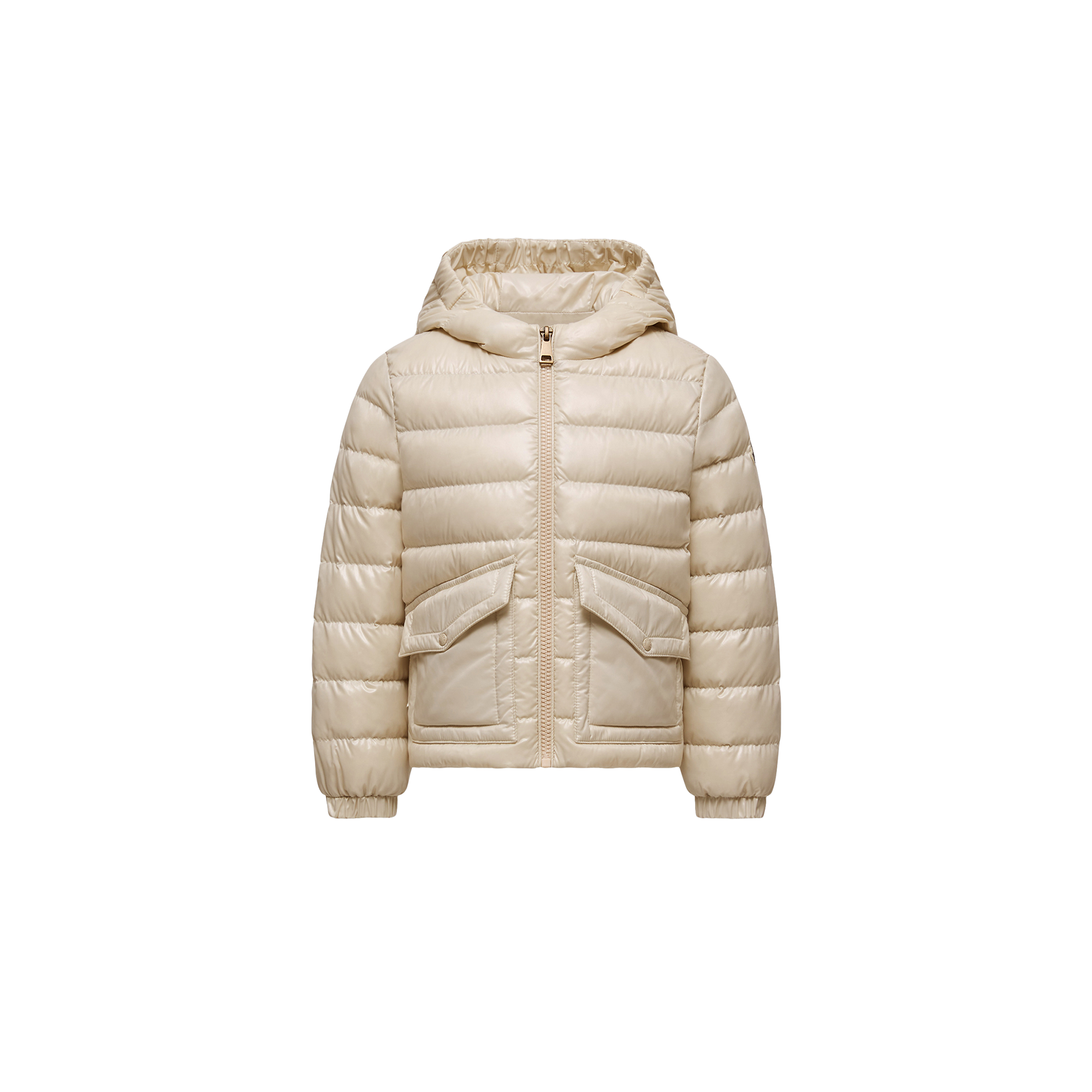 Moncler  Ela Hooded Down Jacket for Girls in Beige, Size: 10Y