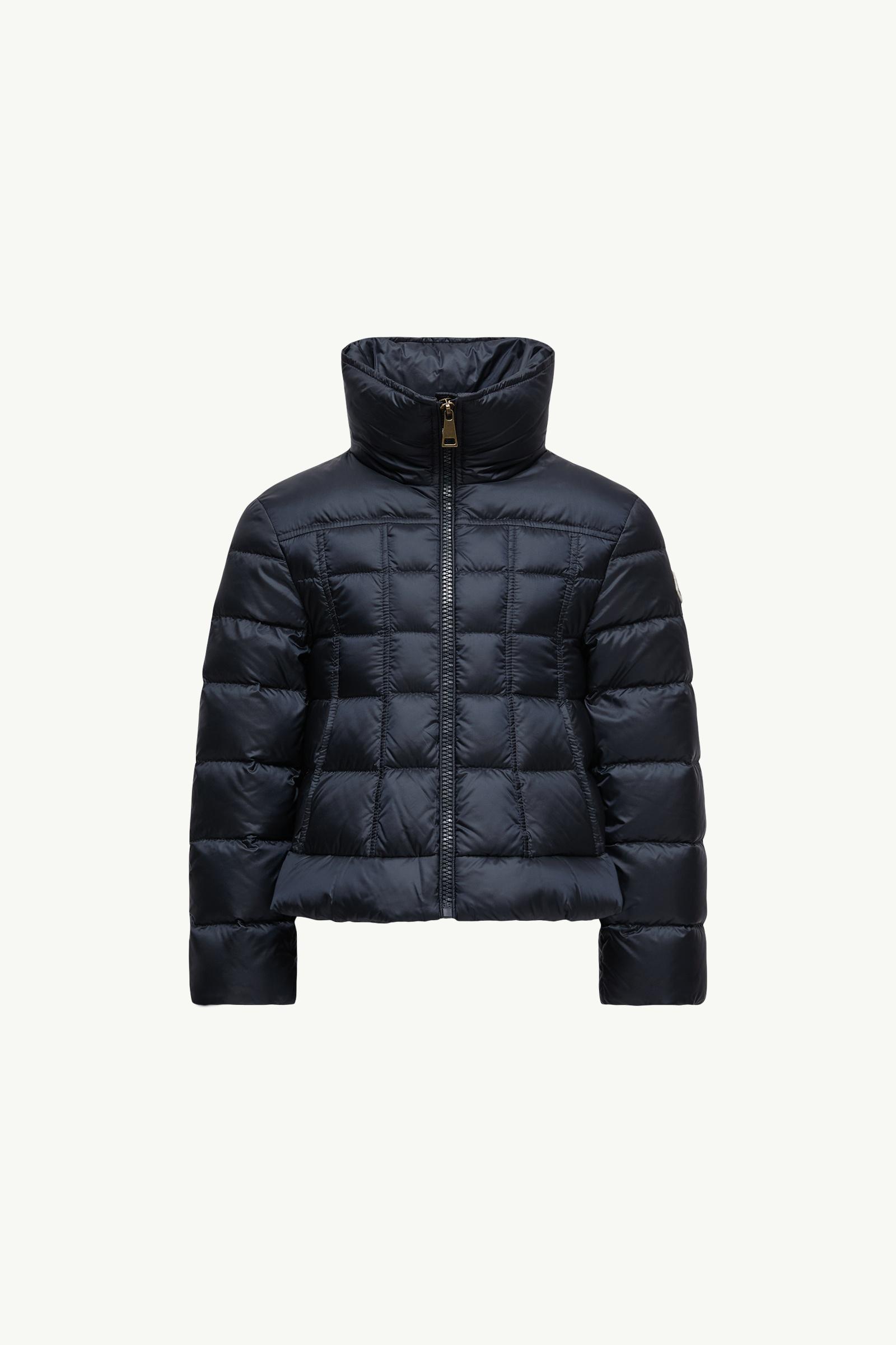 Navy Blue Ayfer Square-Quilted Short Down Jacket - Down Jackets