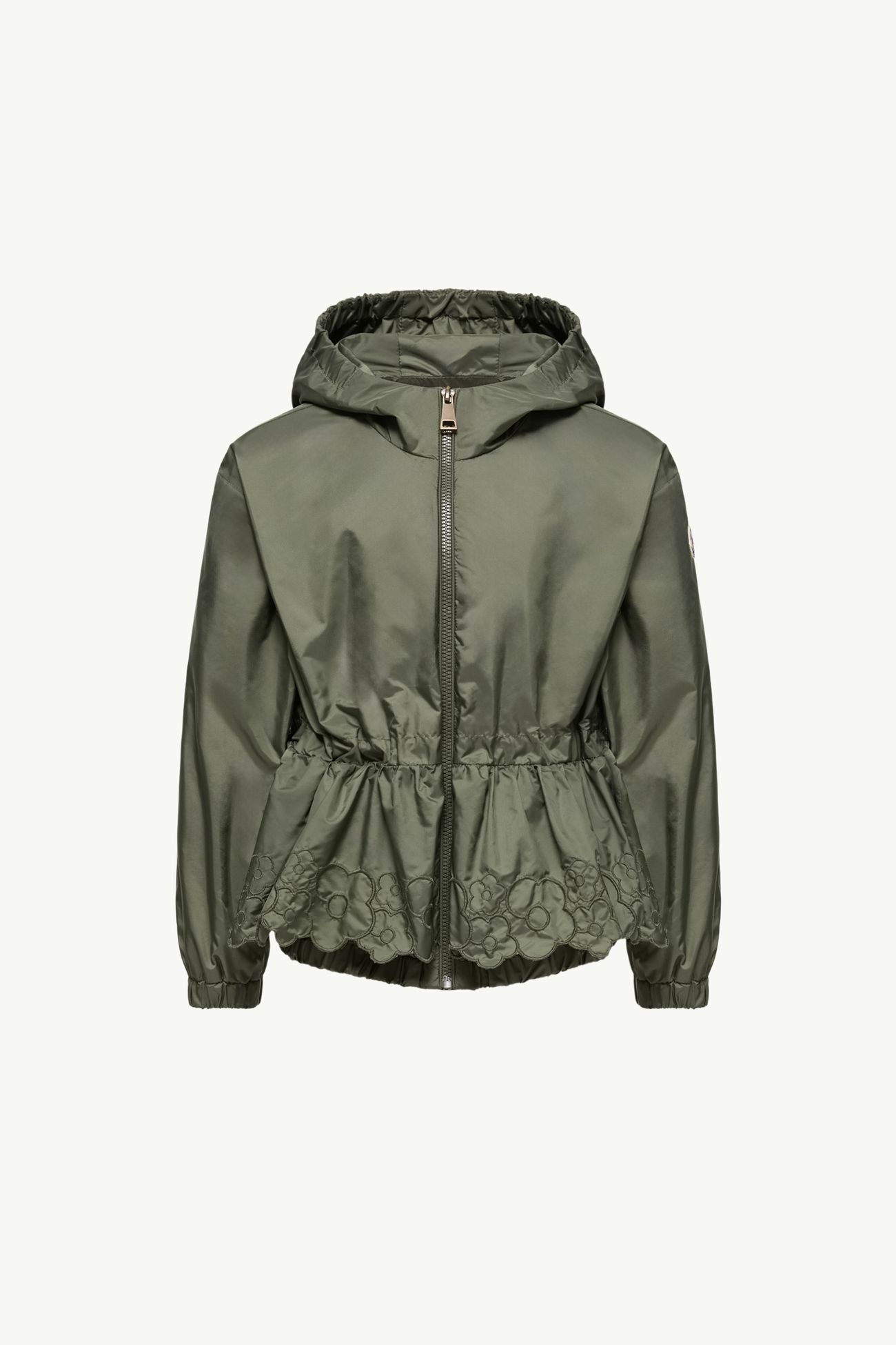 Manolya刺繡花朵連帽雨衣 女童 橄欖綠色 Moncler 0