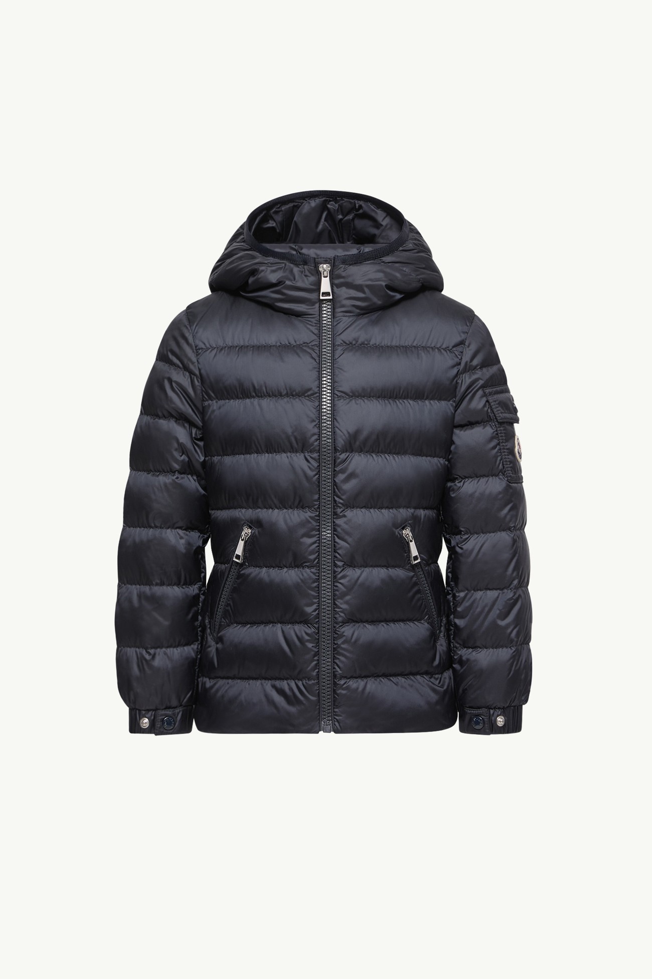 Gles Hooded Down Jacket Girl Navy Blue Moncler 0