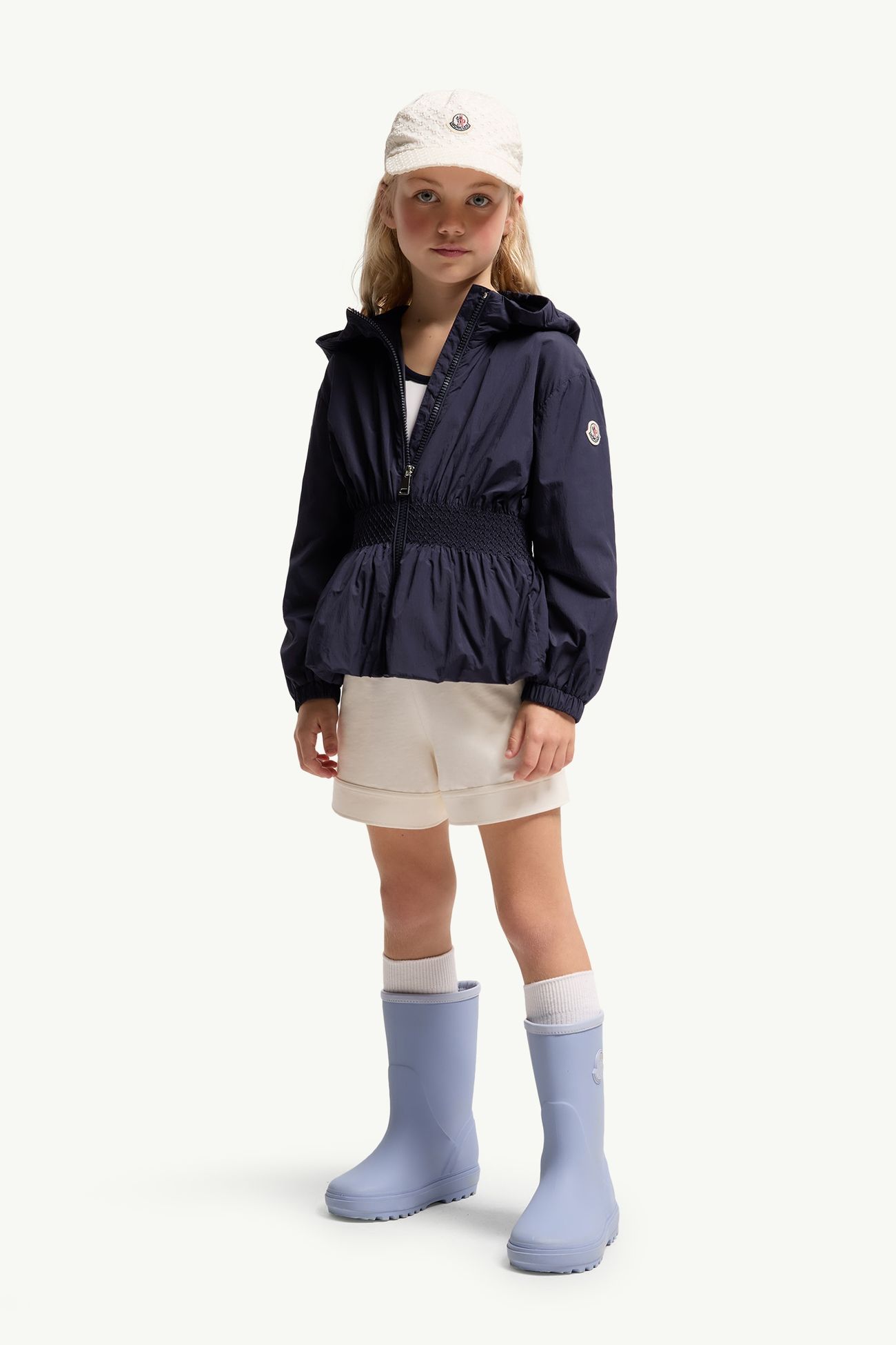 Liriope Hooded Short Jacket Girl Navy Blue Moncler 1