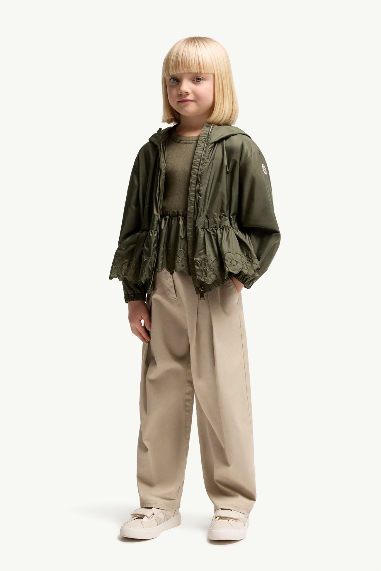 女童褶裥弹性棉质长裤 女童 米色 Moncler 1