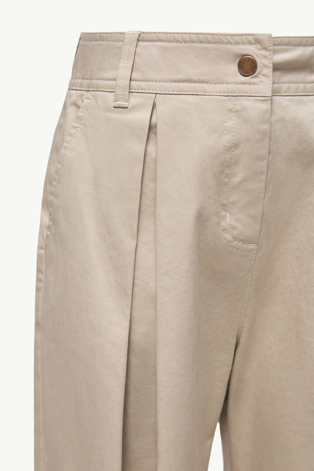 Pantaloni con pieghe in gabardine di cotone stretch Bambina Beige Moncler 4